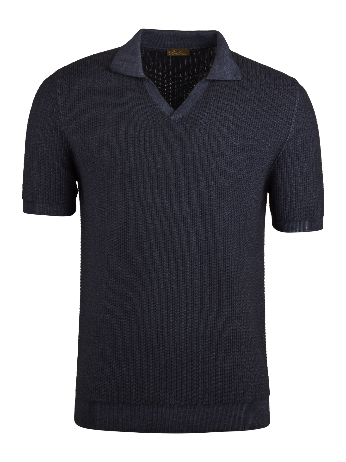 Stenströms Marinblå Stickad Kragtröja | Herr | Pikéer & T-shirts | Storlek: XXL | Marinblå | Kort Ärm