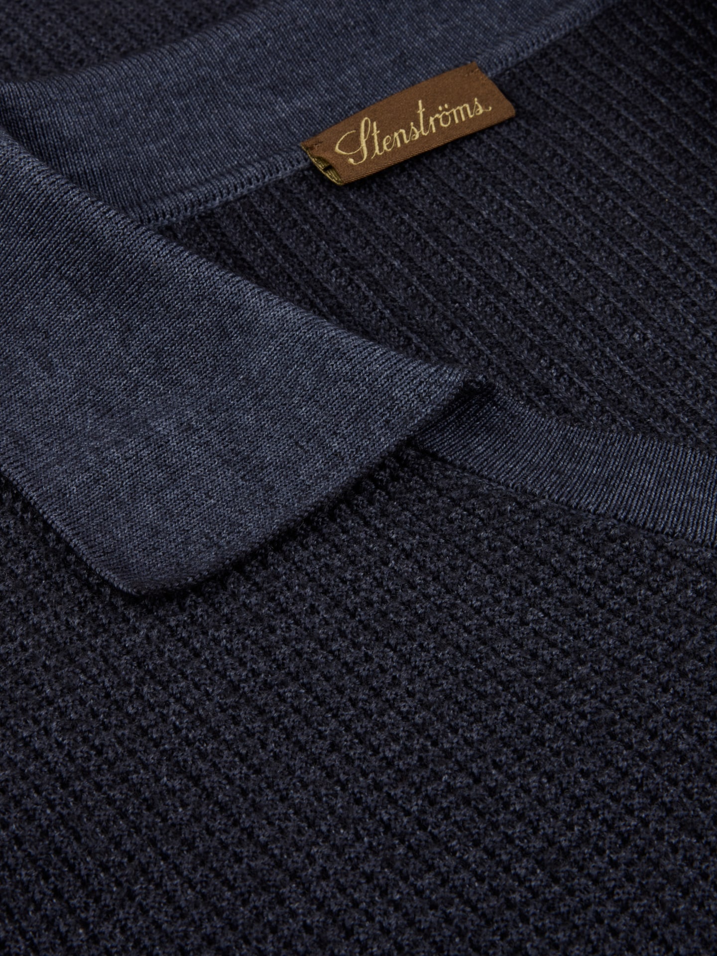 Navy Knitted Polo Shirt