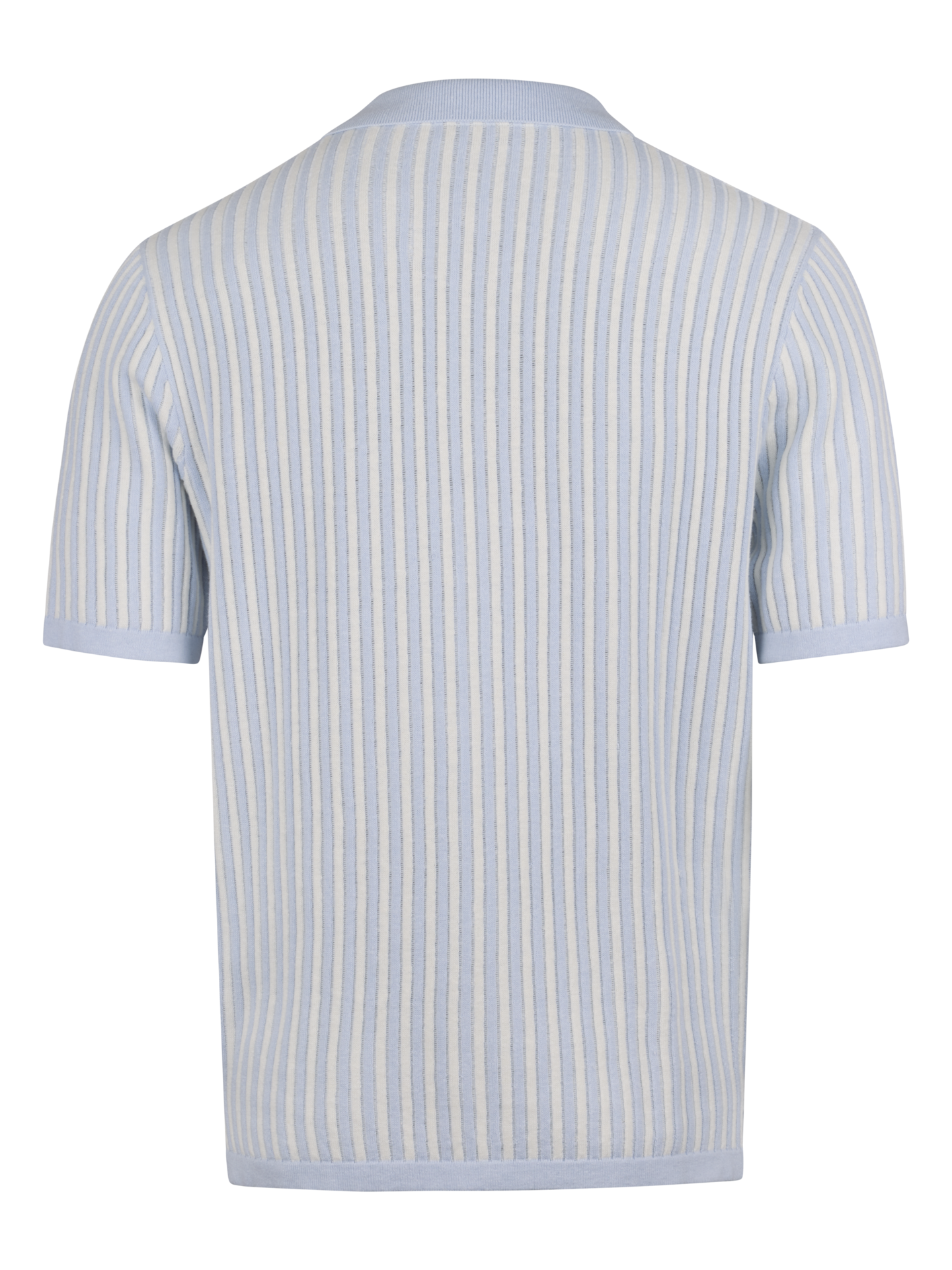 Light blue Striped Knitted Polo Shirt