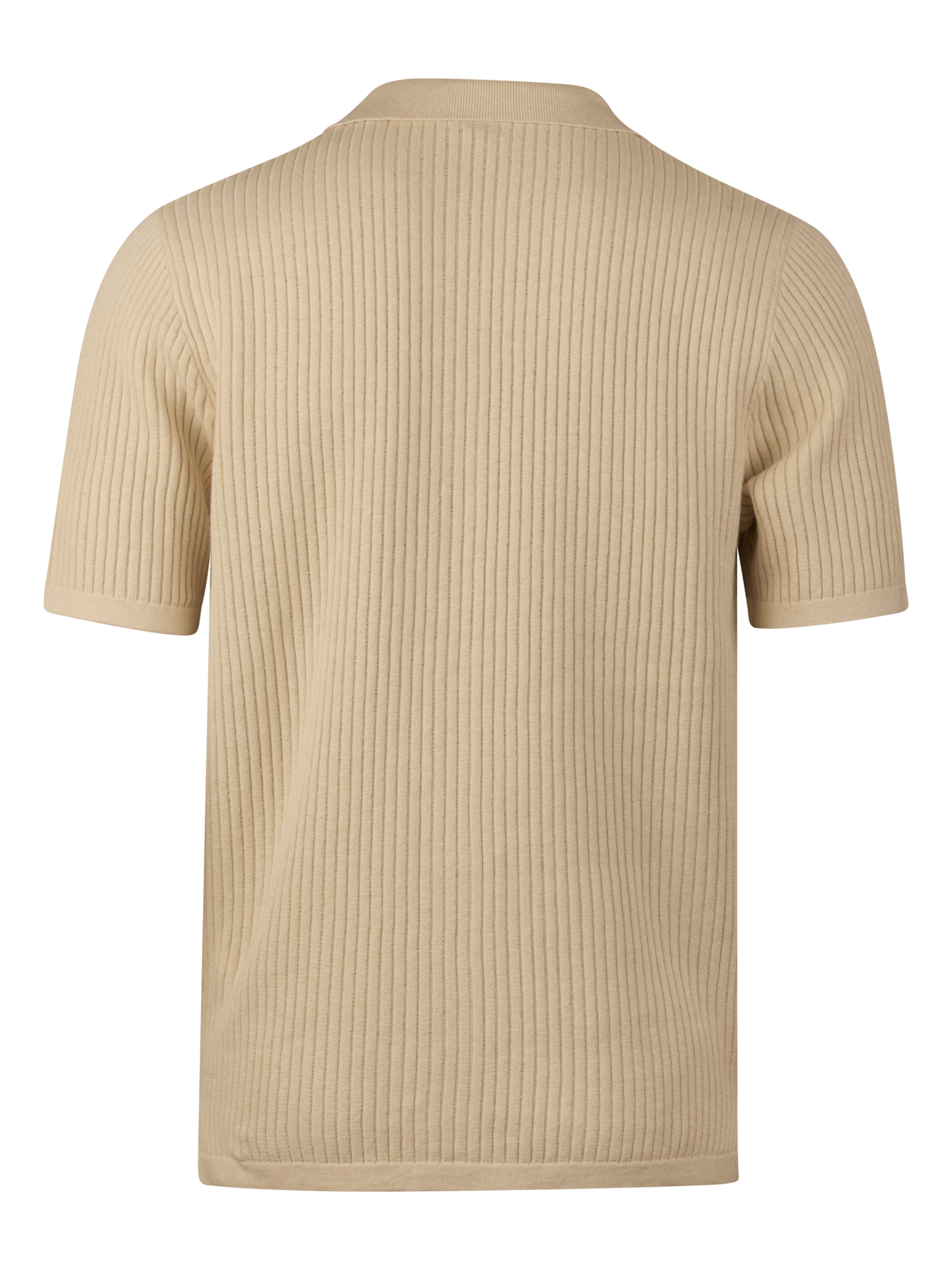 Champange Striped Knitted Polo Shirt