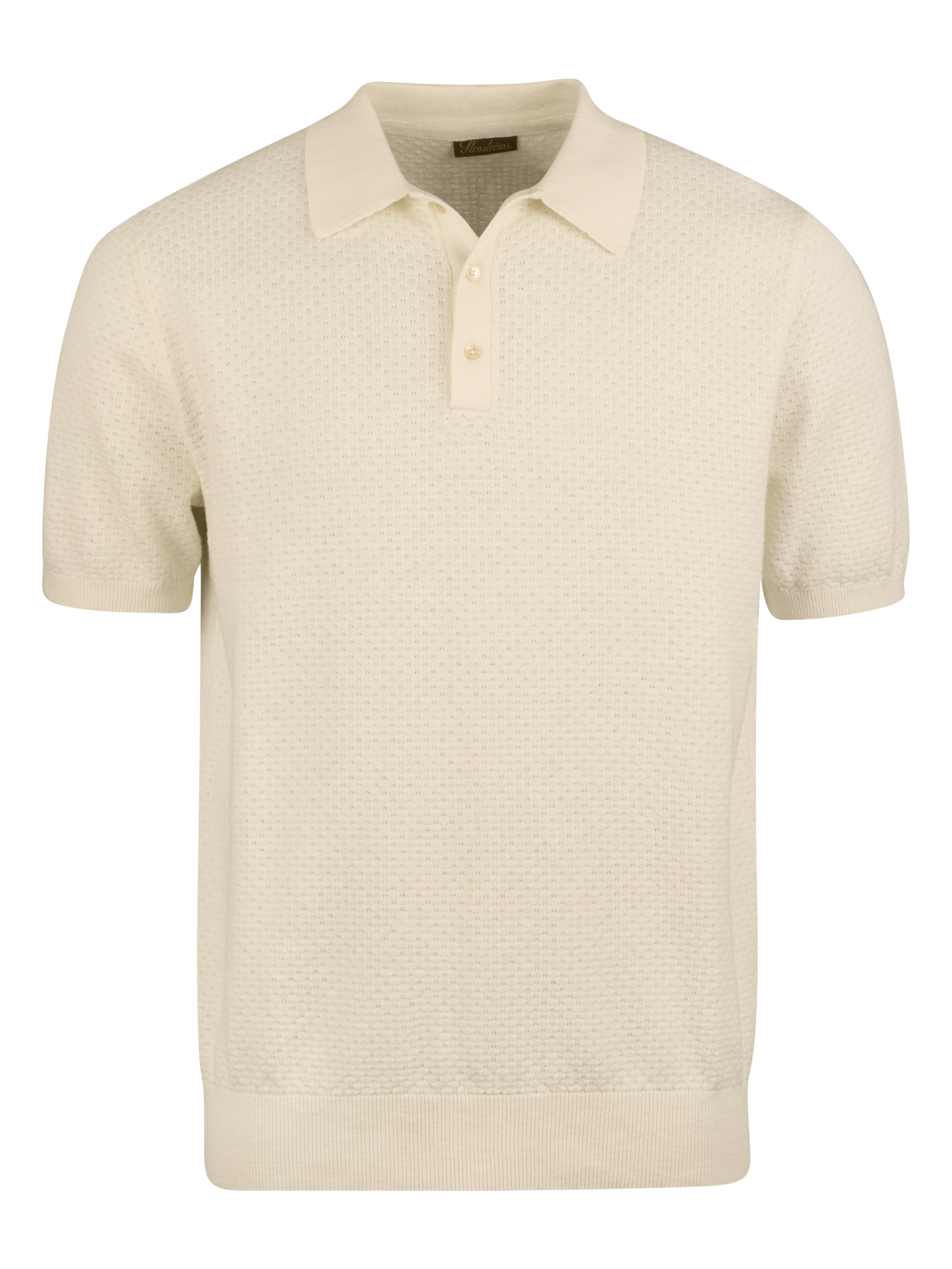 Stenströms Offwhite Piké med Struktur | Herr | Pikéer & T-shirts | Storlek: XXL | Offwhite | Kort Ärm