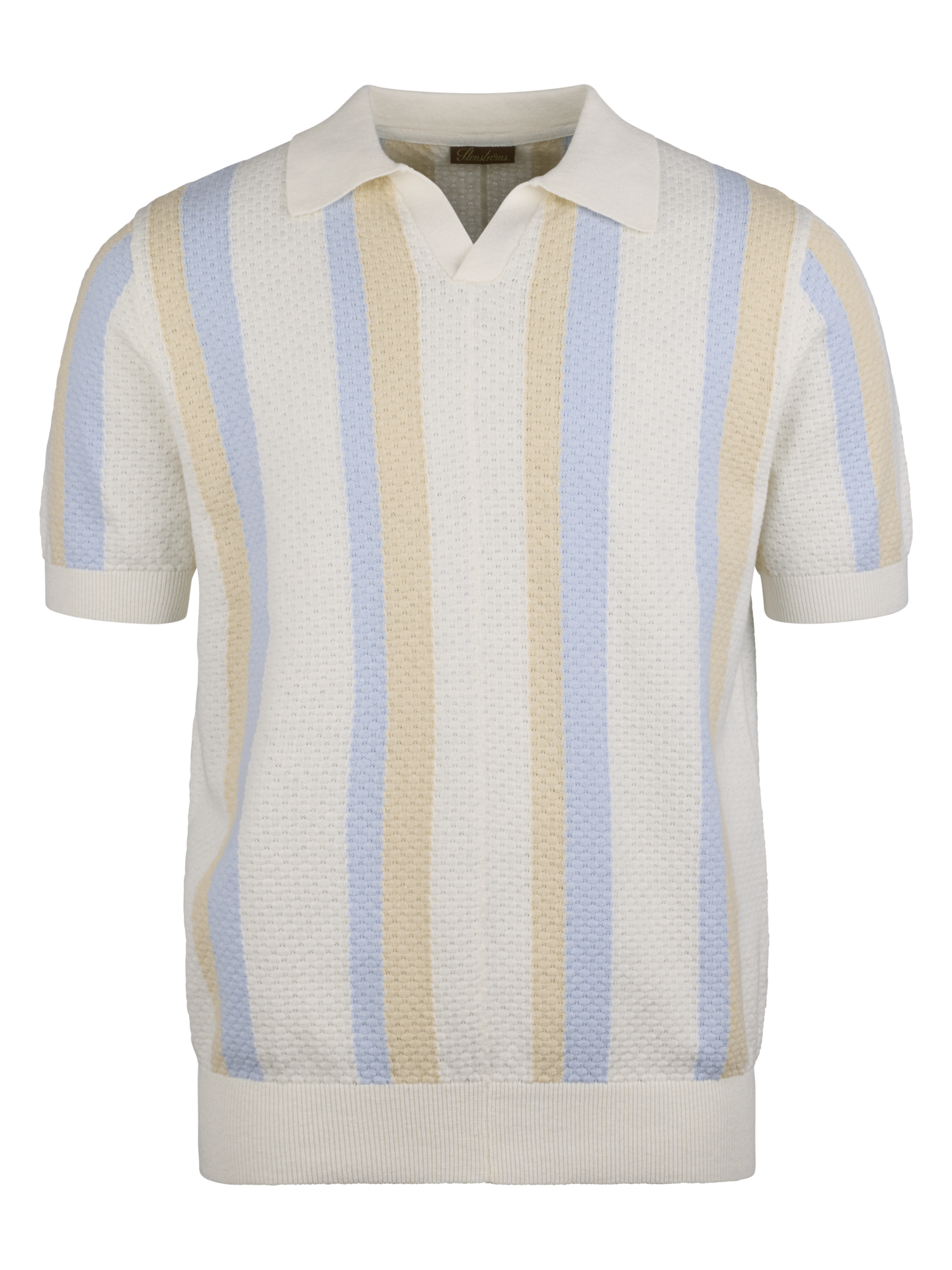 Stenströms Offwhite Randig Piké med Struktur | Herr | Pikéer & T-shirts | Storlek: S | Offwhite | Randig | Kort Ärm