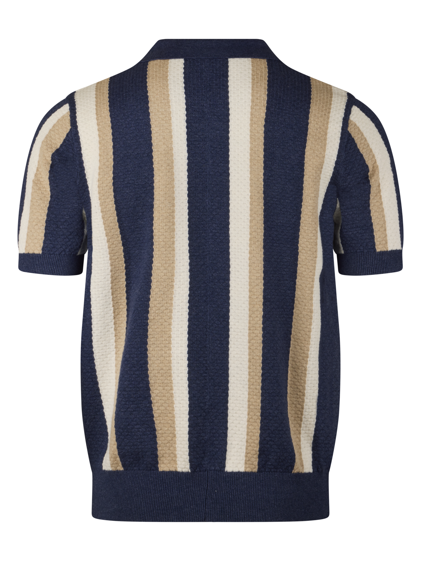 Strukturiertes, gestreiftes Polohemd, Blau 