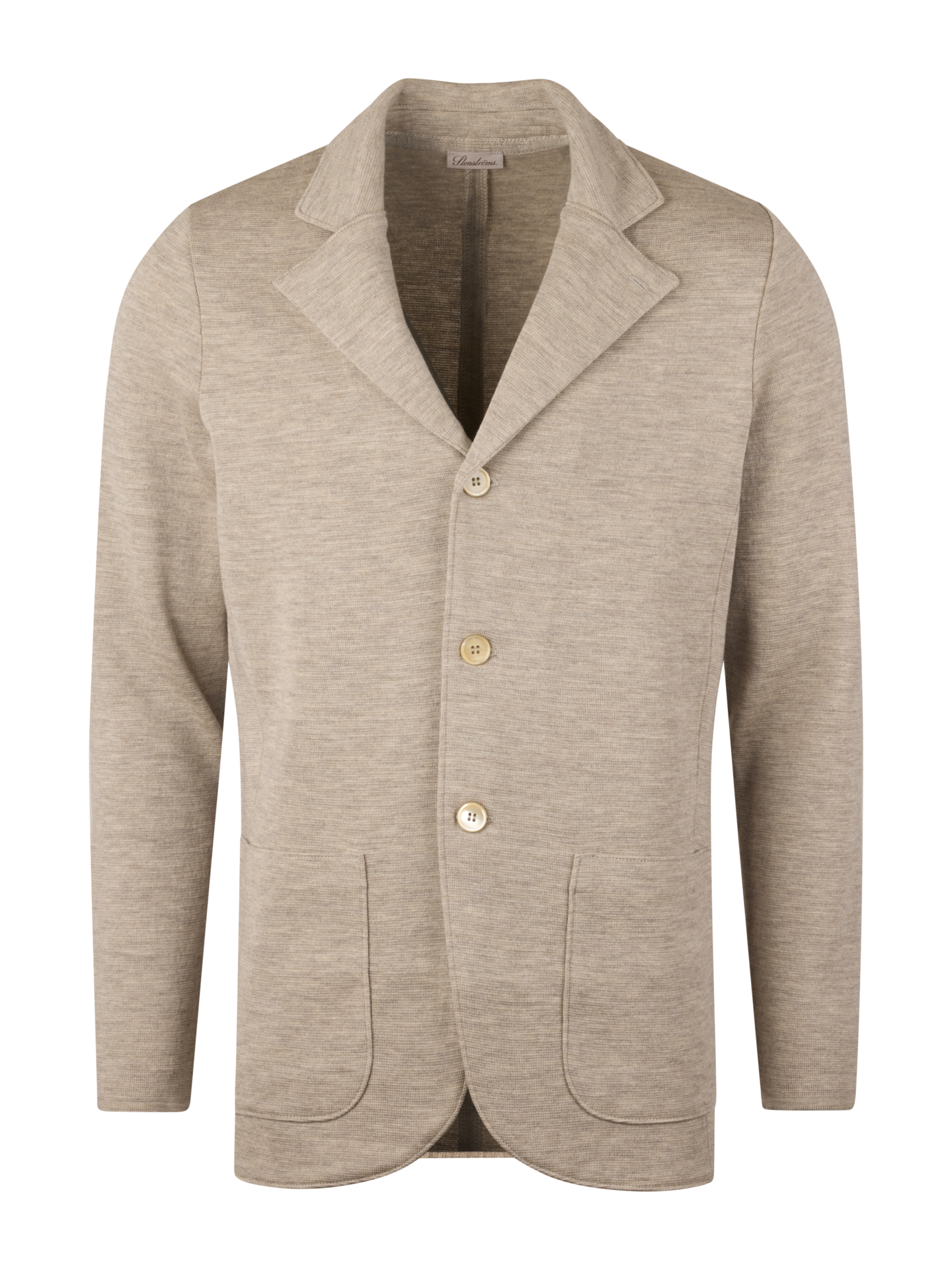 Stenströms Beige Stickad Blazer | Herr | Jackor & Kavajer | Storlek: L | Beige | Enfärgad | Lång Ärm