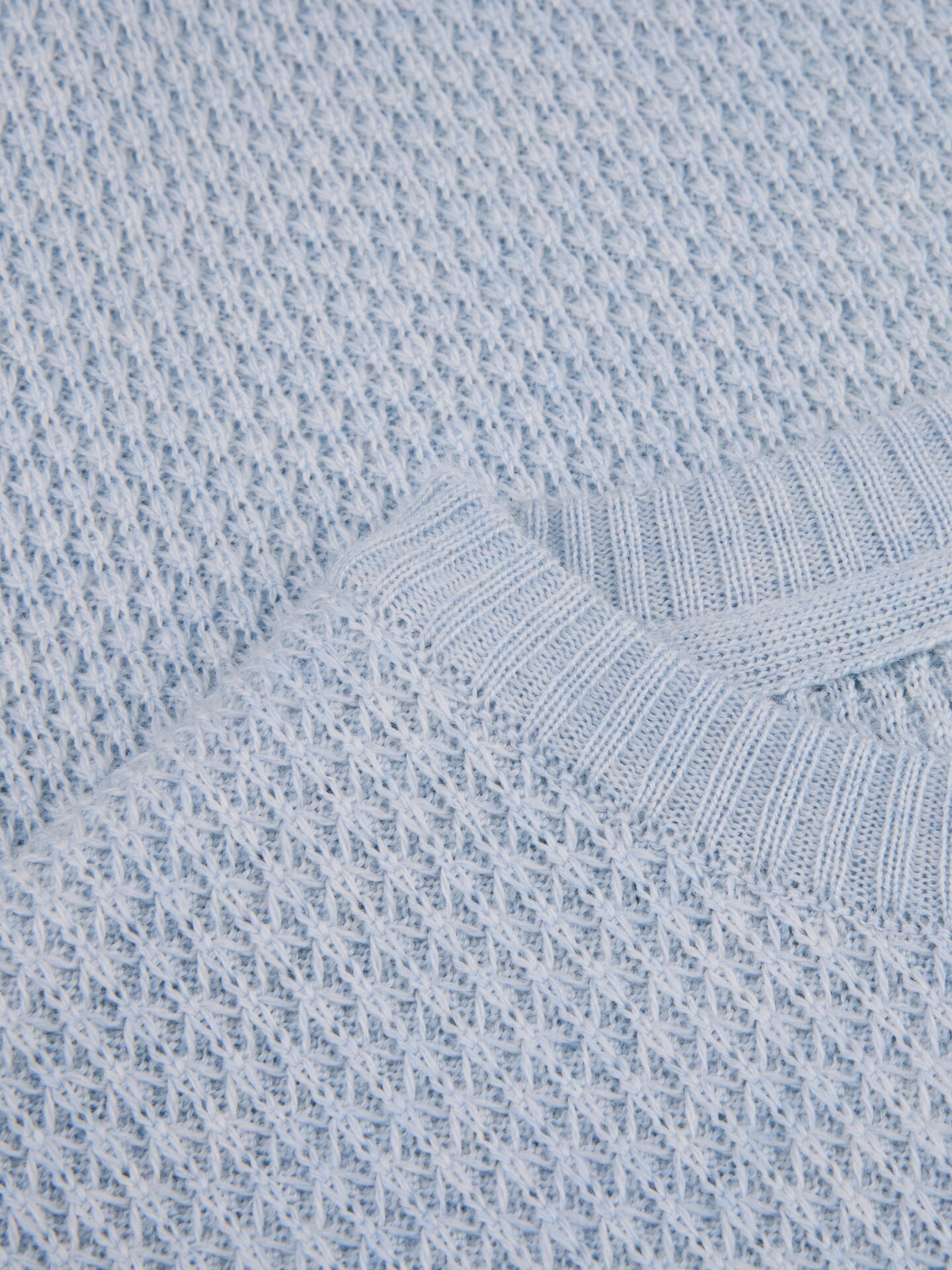Light blue Textured Merino Wool Crew Neck