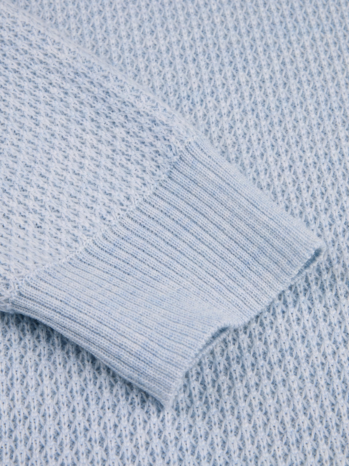 Light blue Textured Merino Wool Crew Neck