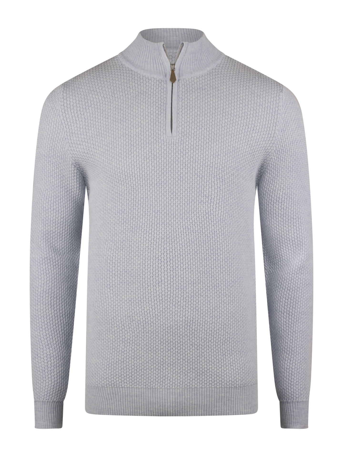 Stenströms Light blue Textured Merino Wool Half Zip | Men | Men's knitwear & sweatshirts | Size: XL | Light blue | Long Sleeves