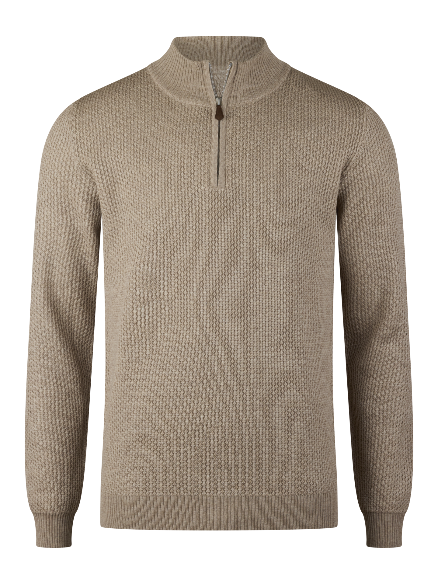 Stenströms Beige Textured Merino Wool Half Zip | Men | Men's knitwear & sweatshirts | Size: S | Beige | Long Sleeves