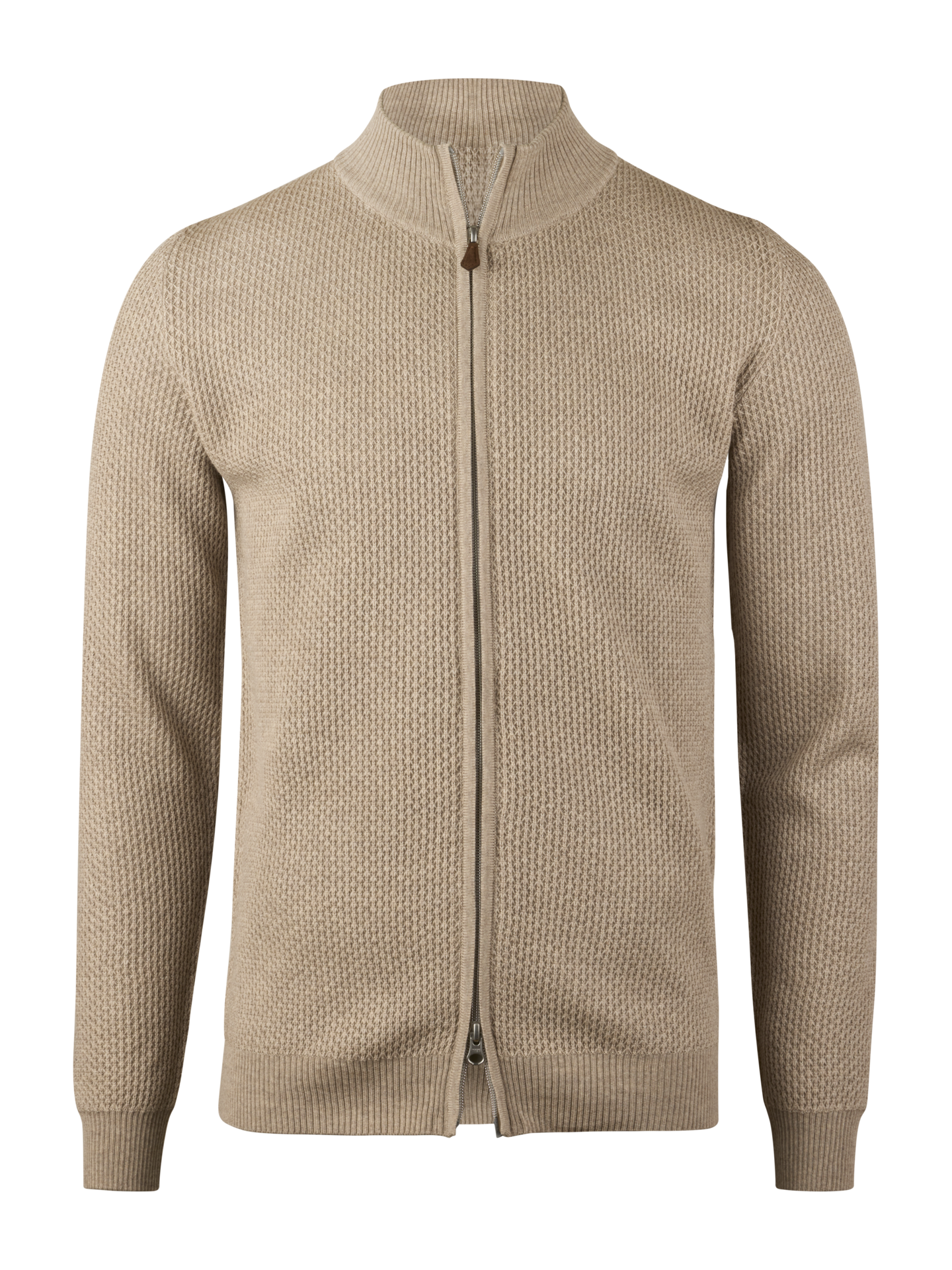 Stenströms Beige Merinoull Zip Cardigan | Herr | Herrtröjor & Stickat | Storlek: XL | Beige | Enfärgad | Lång Ärm