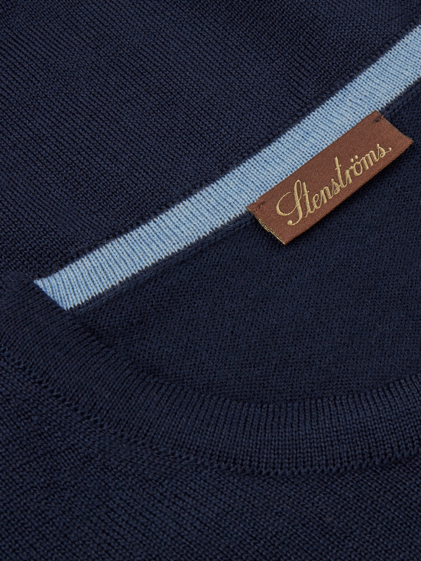 Blue Merino Wool Crew Neck, Elbow Patch