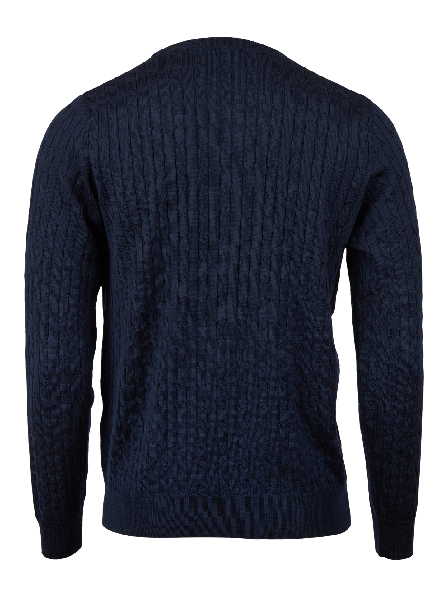 Navy blau Pullover mit Zopfstrick aus Merinowolle
