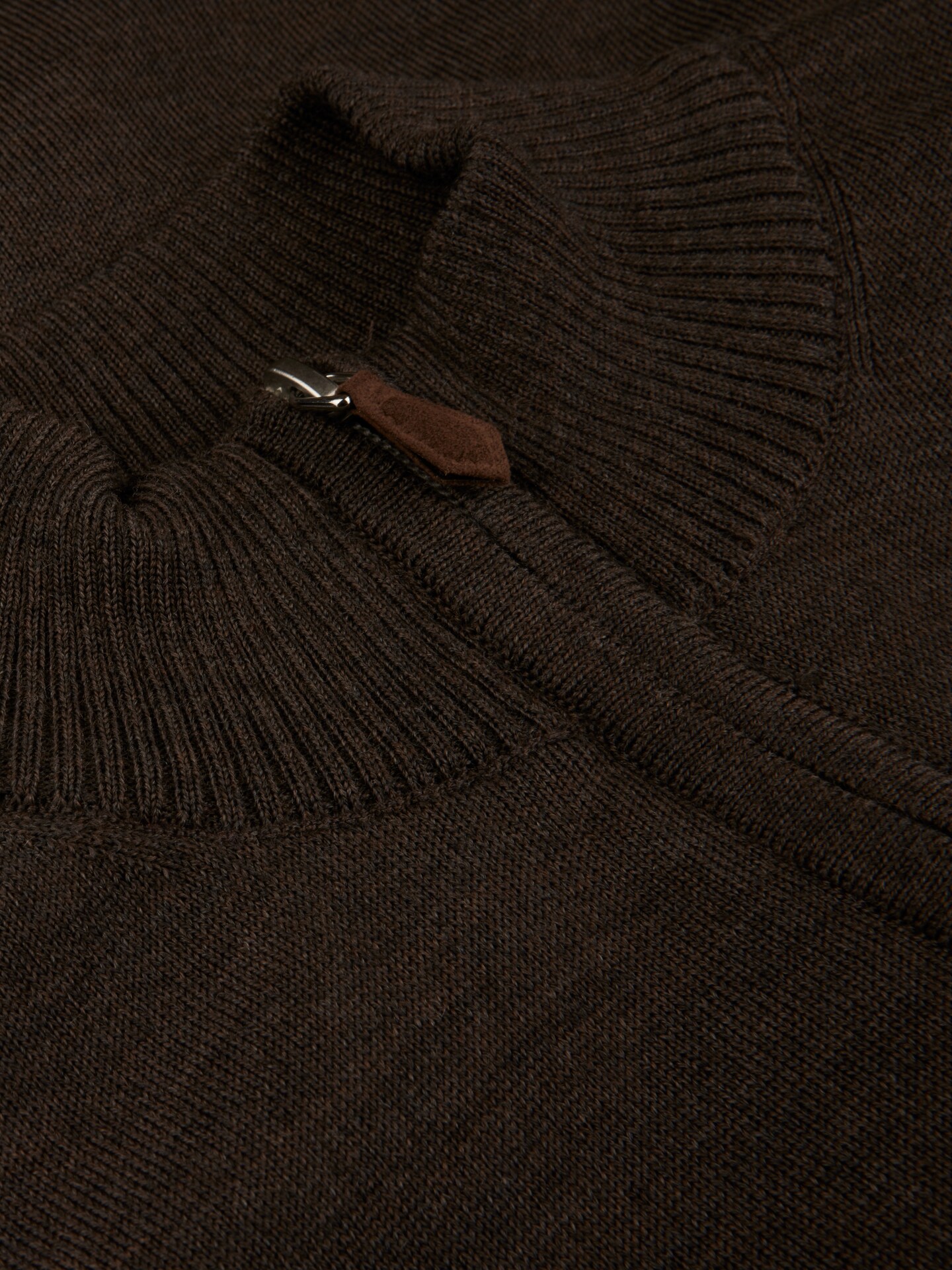 Mörkbrun Merinoulltröja Half Zip 