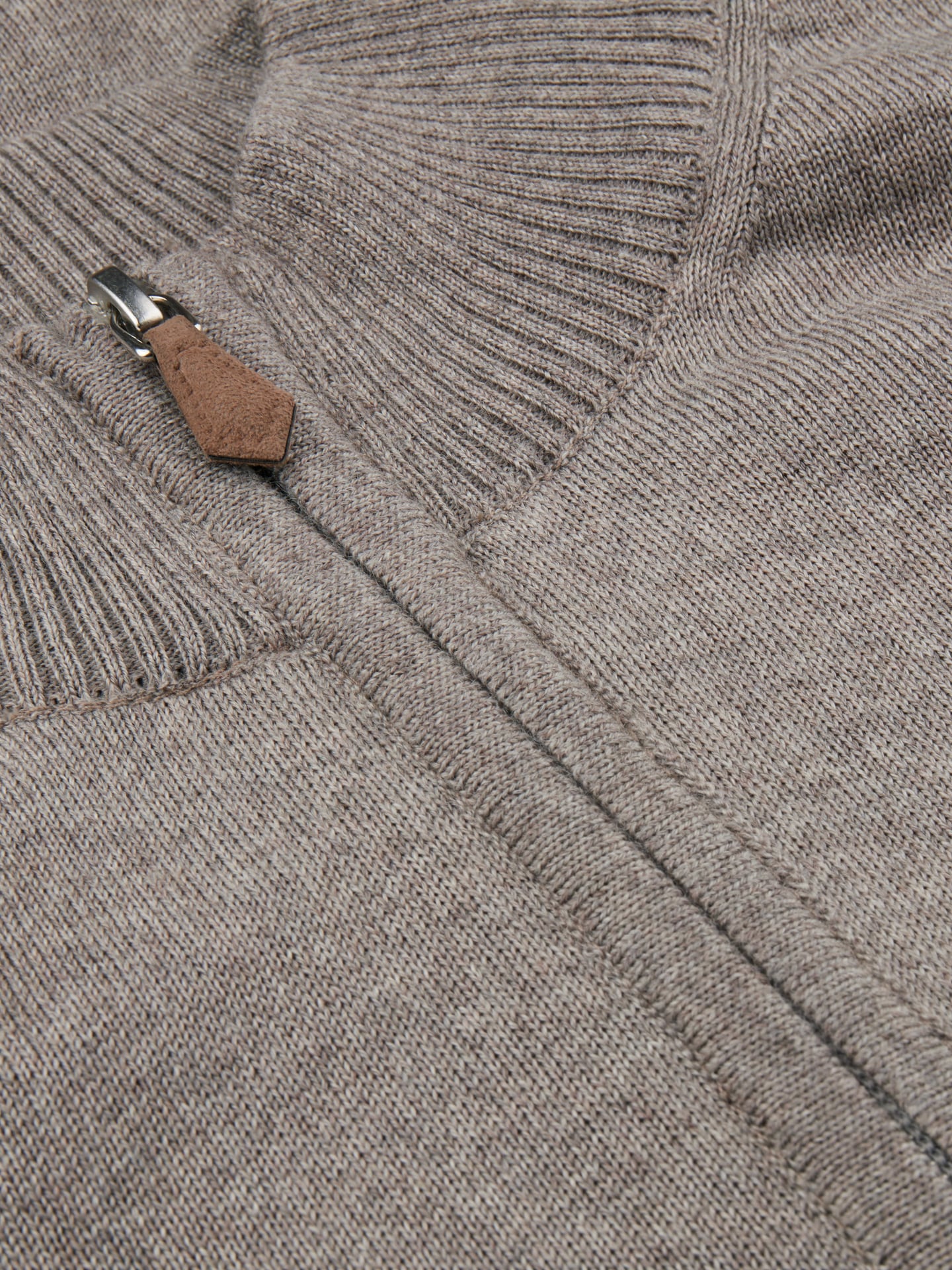 Light brown Merino Wool Zip Cardigan