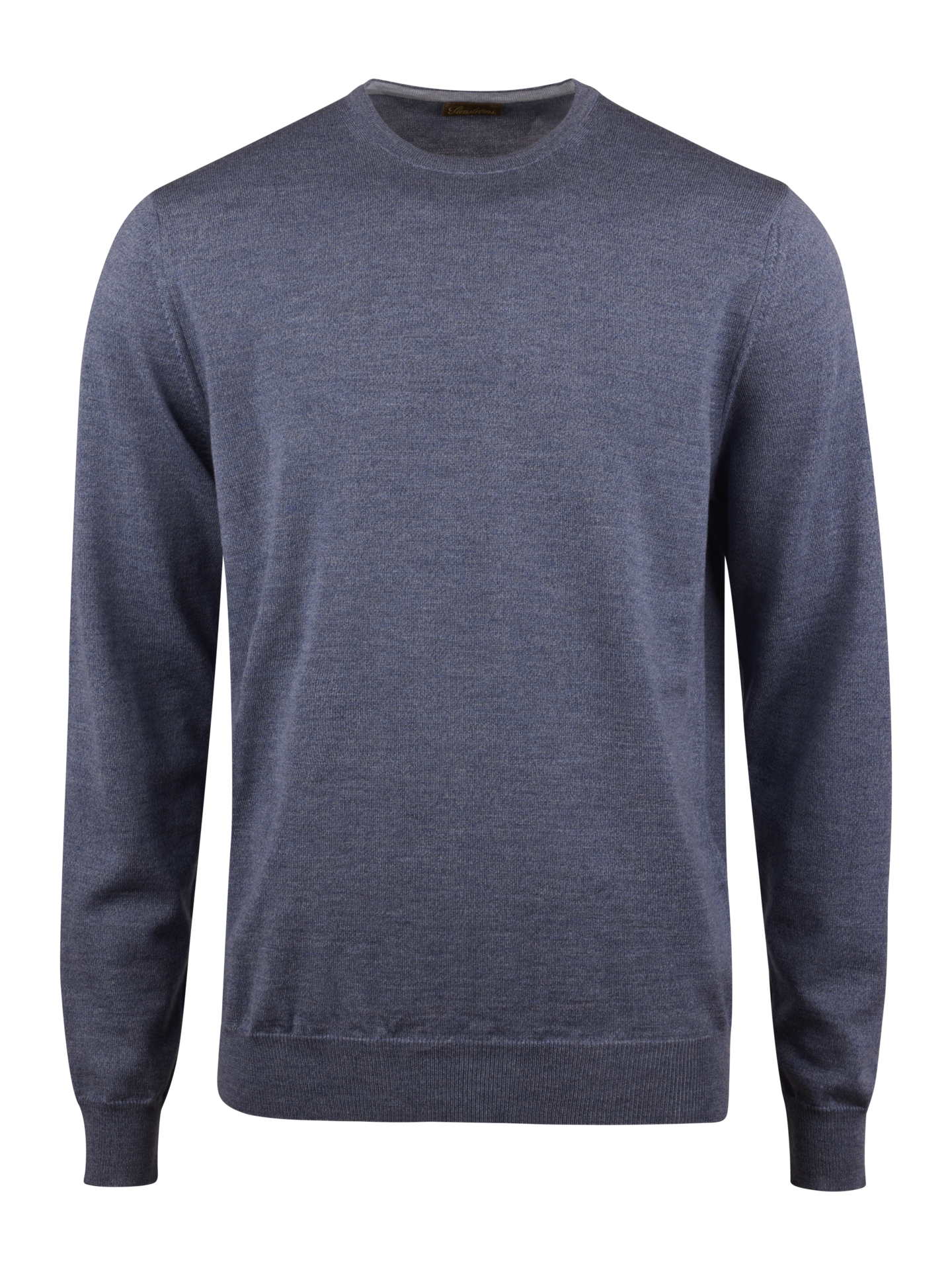 Stenströms Blue Merino Wool Crew Neck, Elbow Patch | Men | Men's knitwear & sweatshirts | Size: XXL | Blue | Solid | Long Sleeves