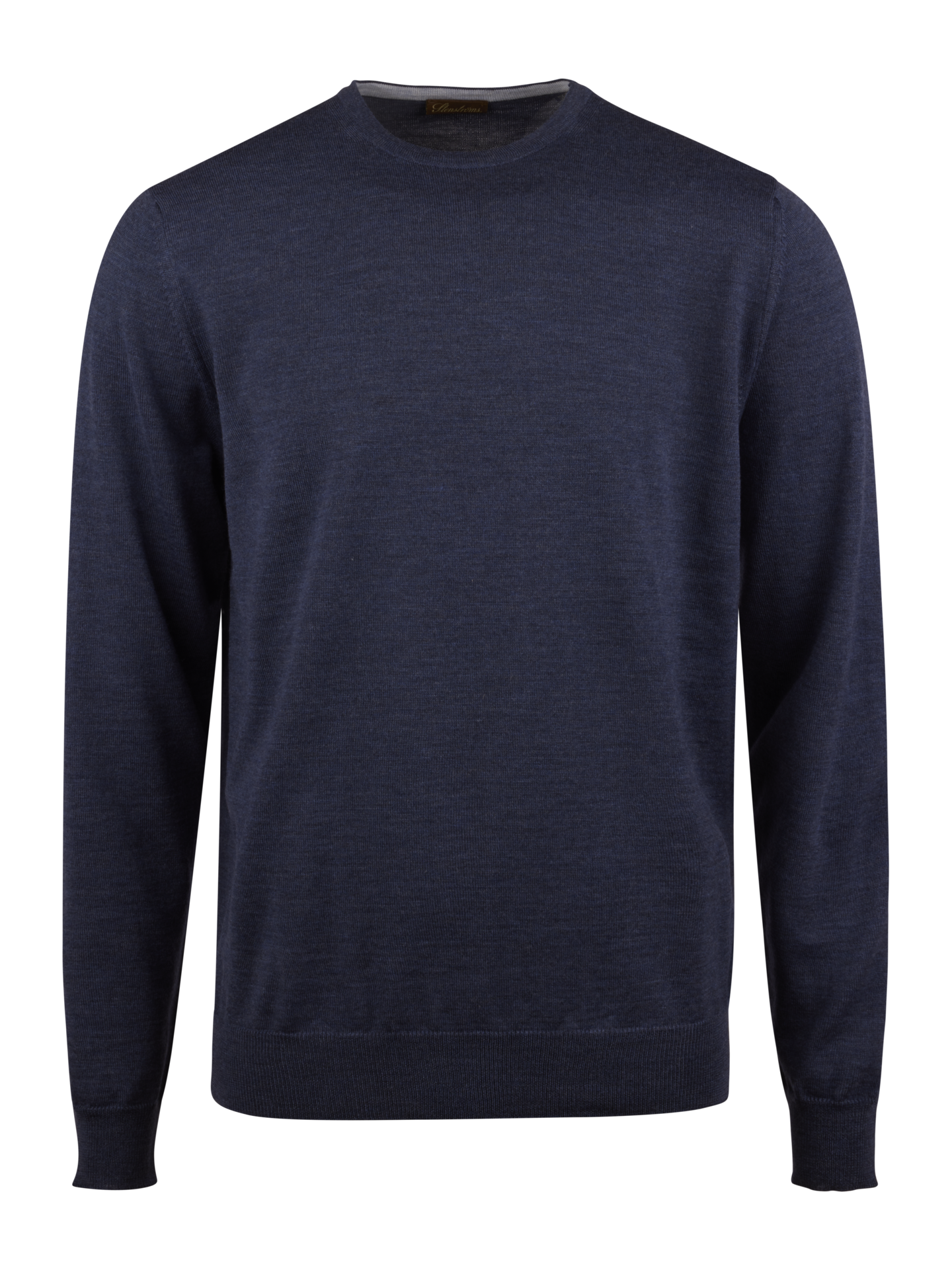 Stenströms Dark blue Merino Wool Crew Neck, Elbow Patch | Men | Men's knitwear & sweatshirts | Size: XXL | Dark blue | Solid | Long Sleeves