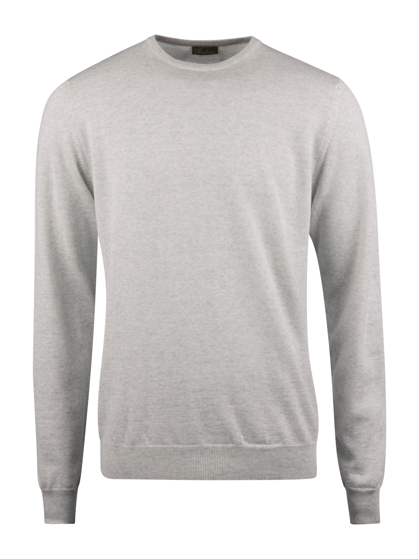 Stenströms Light grey Merino Wool Crew Neck, Elbow Patch | Men | Men's knitwear & sweatshirts | Size: M | Light grey | Solid | Long Sleeves