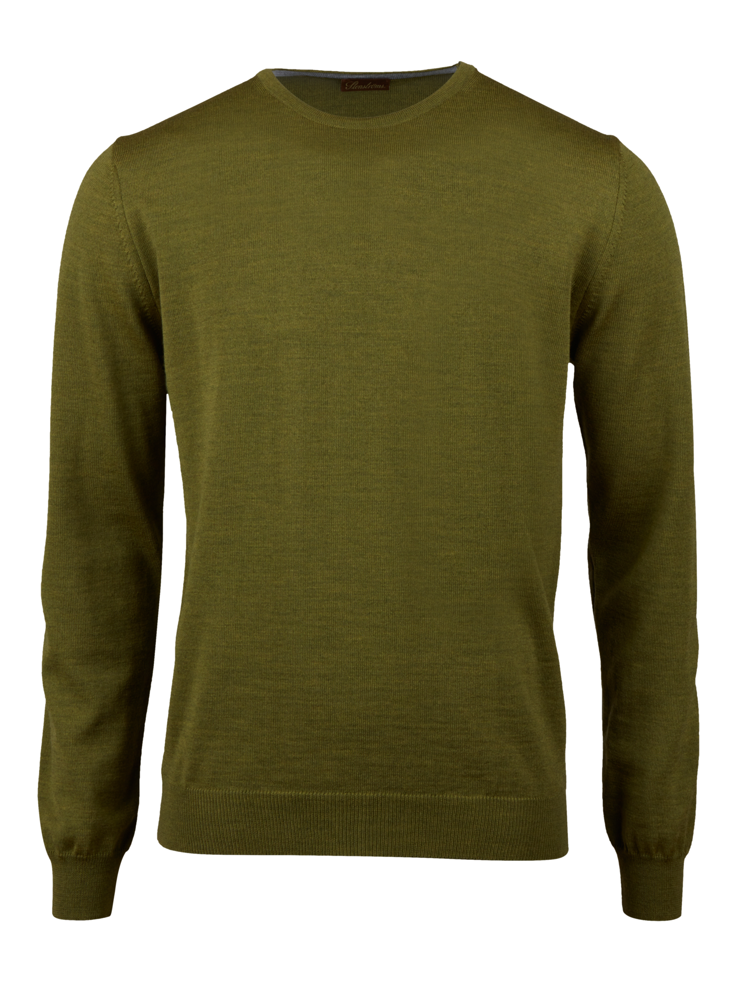 Green Merino Wool Crew Neck, Elbow Patch