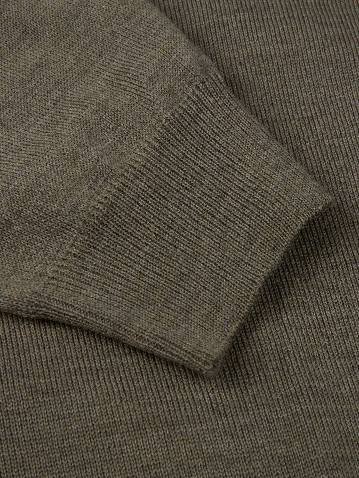 Green Merino Wool Crew Neck, Elbow Patch