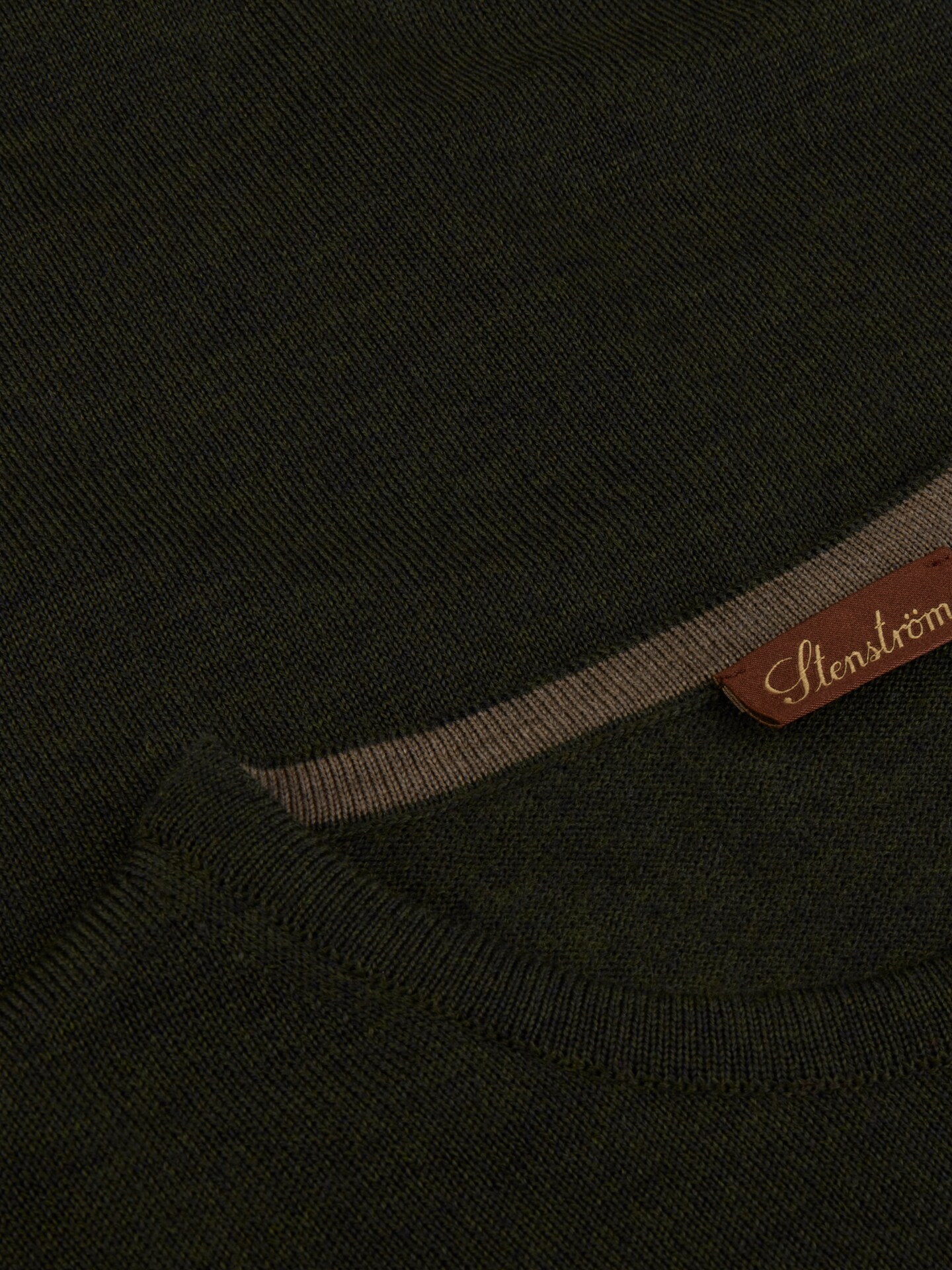 Green Merino Wool Crew Neck, Elbow Patch