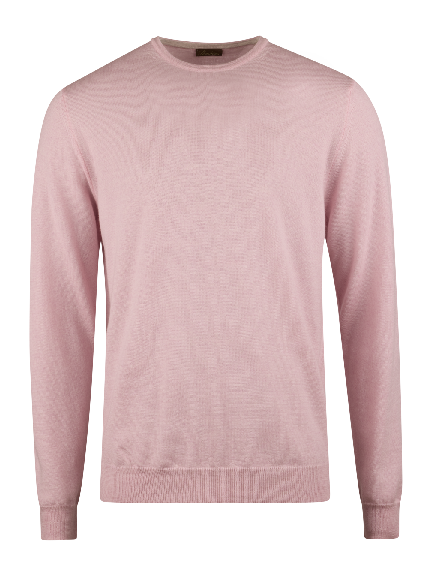 Stenströms Light pink Merino Wool Crew Neck, Elbow Patch | Men | Men's knitwear & sweatshirts | Size: M | Light pink | Solid | Long Sleeves