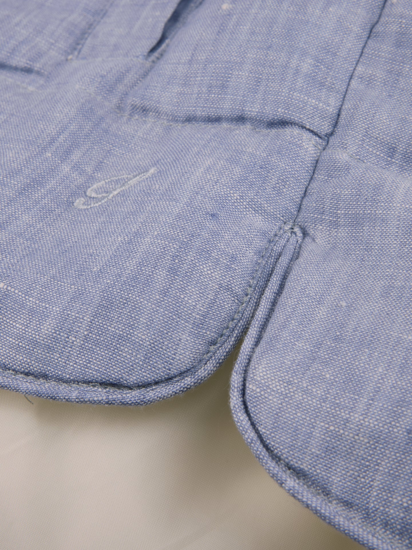 Blue Padded Linen Vest