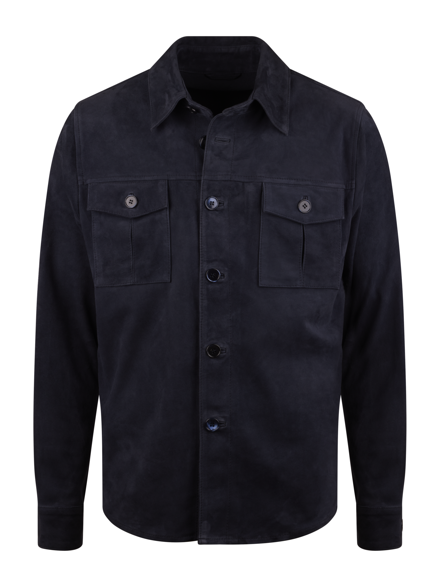 Stenströms Navy Suede Overshirt | Men | Jackets & Blazers | Size: M | Navy | Solid | Long Sleeves