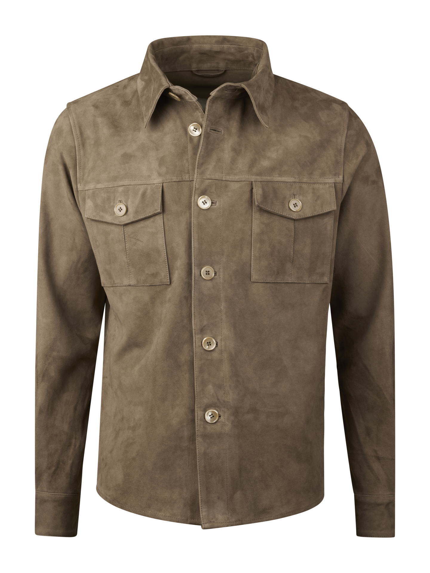 Stenströms Beige Suede Overshirt | Men | Jackets & Blazers | Size: XXL | Beige | Solid | Long Sleeves