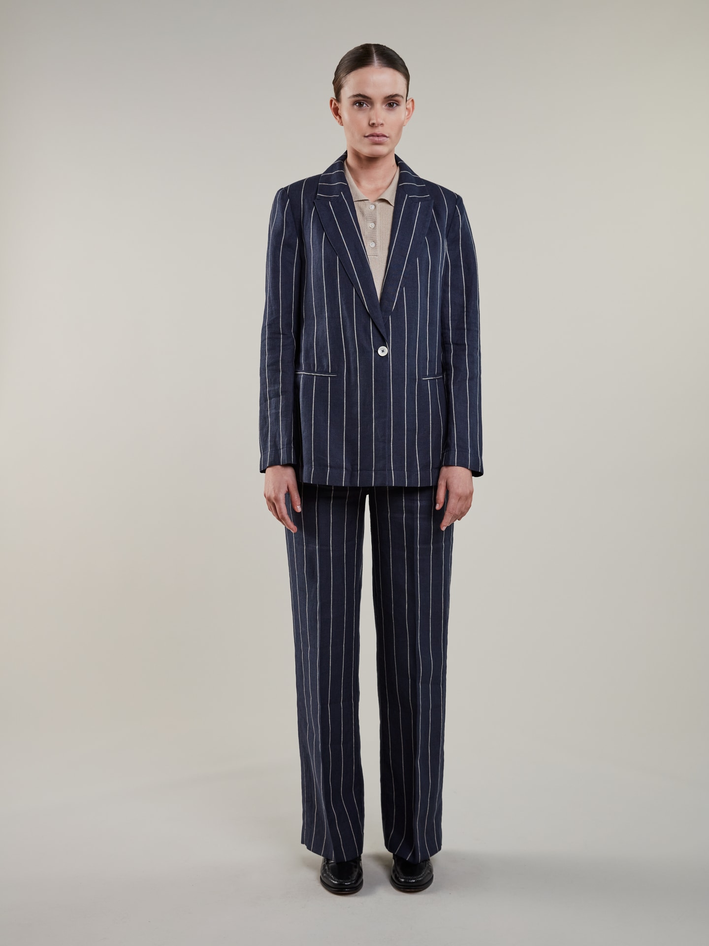 Elisabeth Navy Striped Linen Jacket