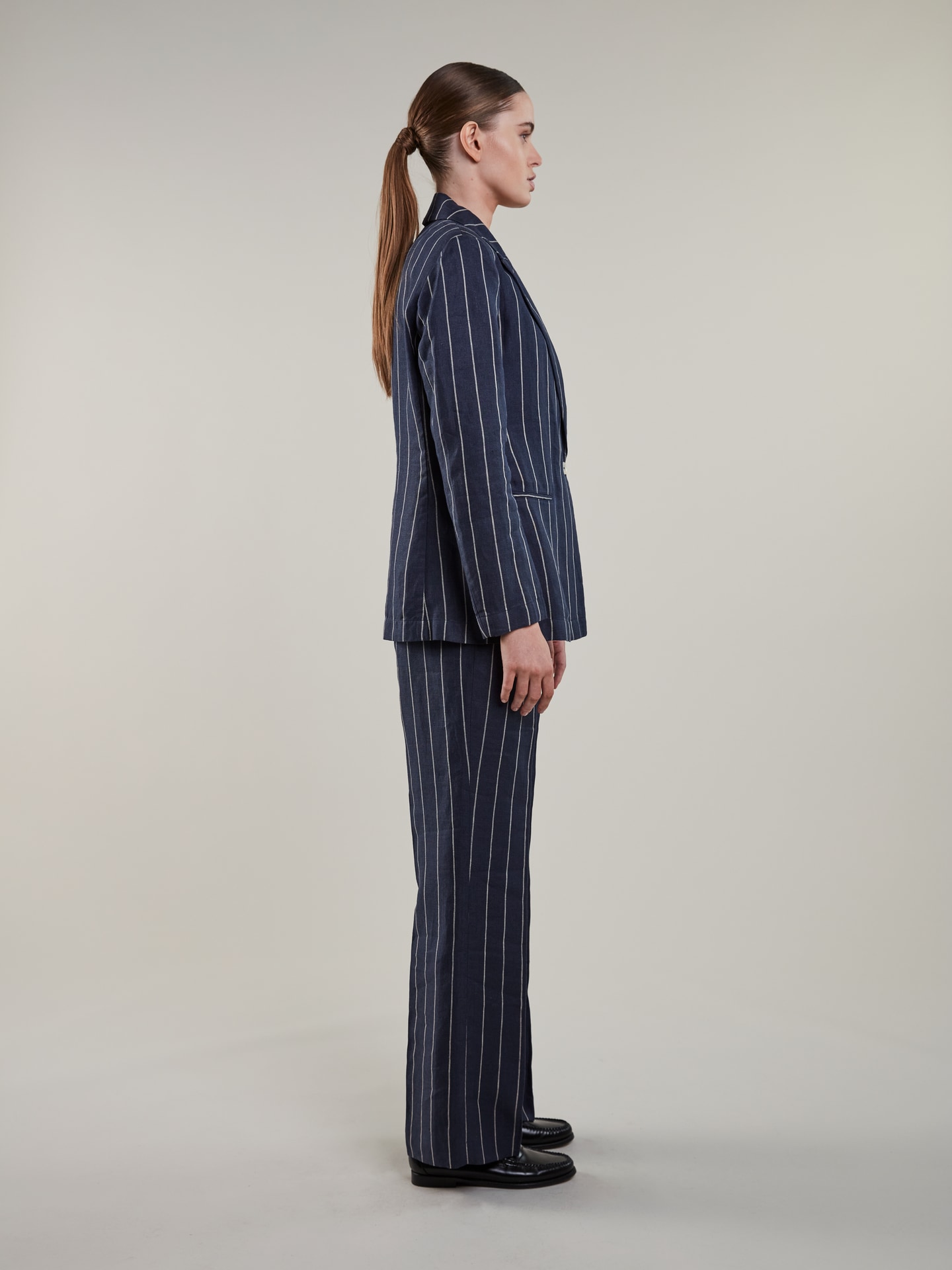 Elisabeth Navy Striped Linen Jacket