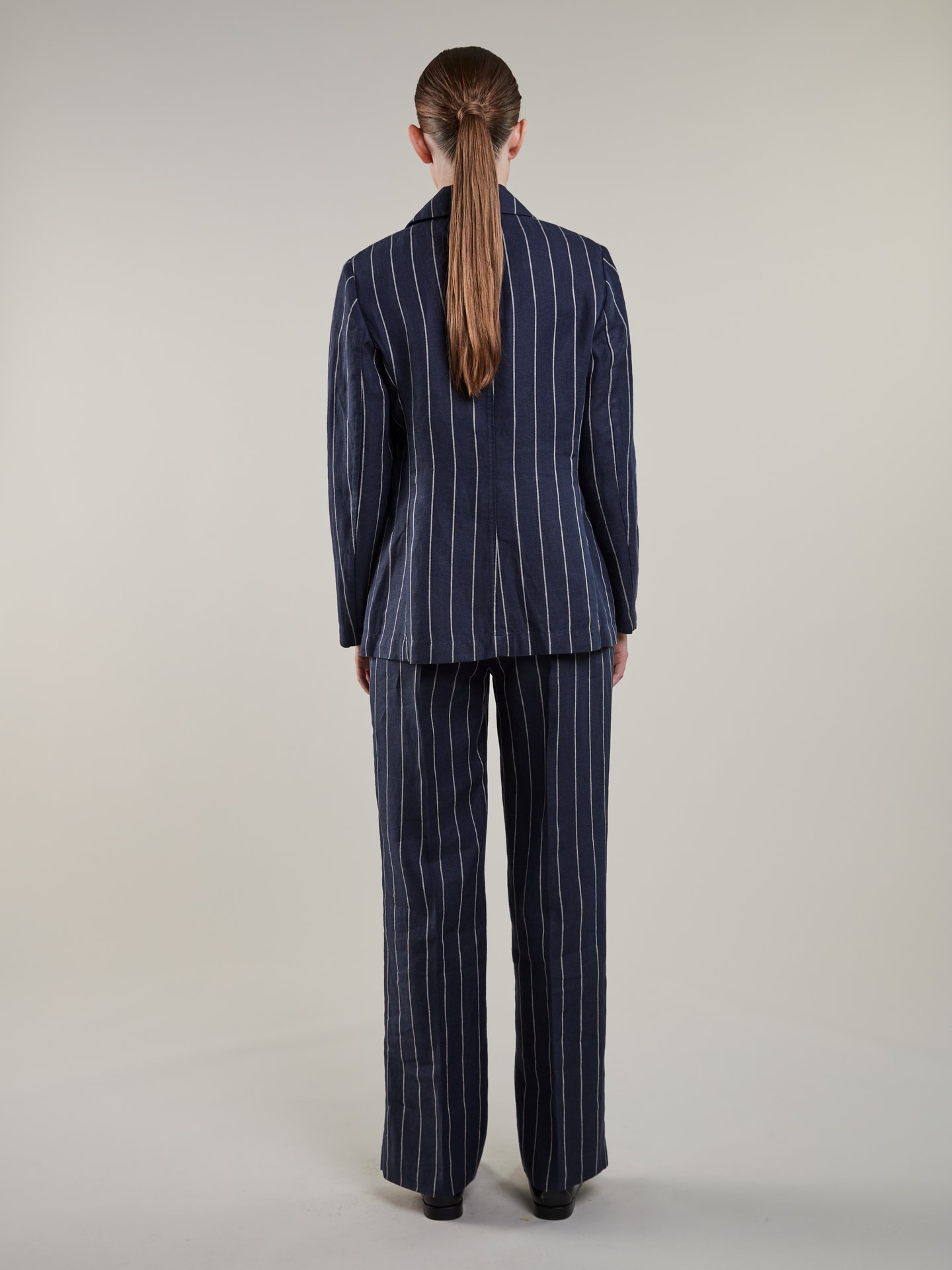 Elisabeth Navy Striped Linen Jacket