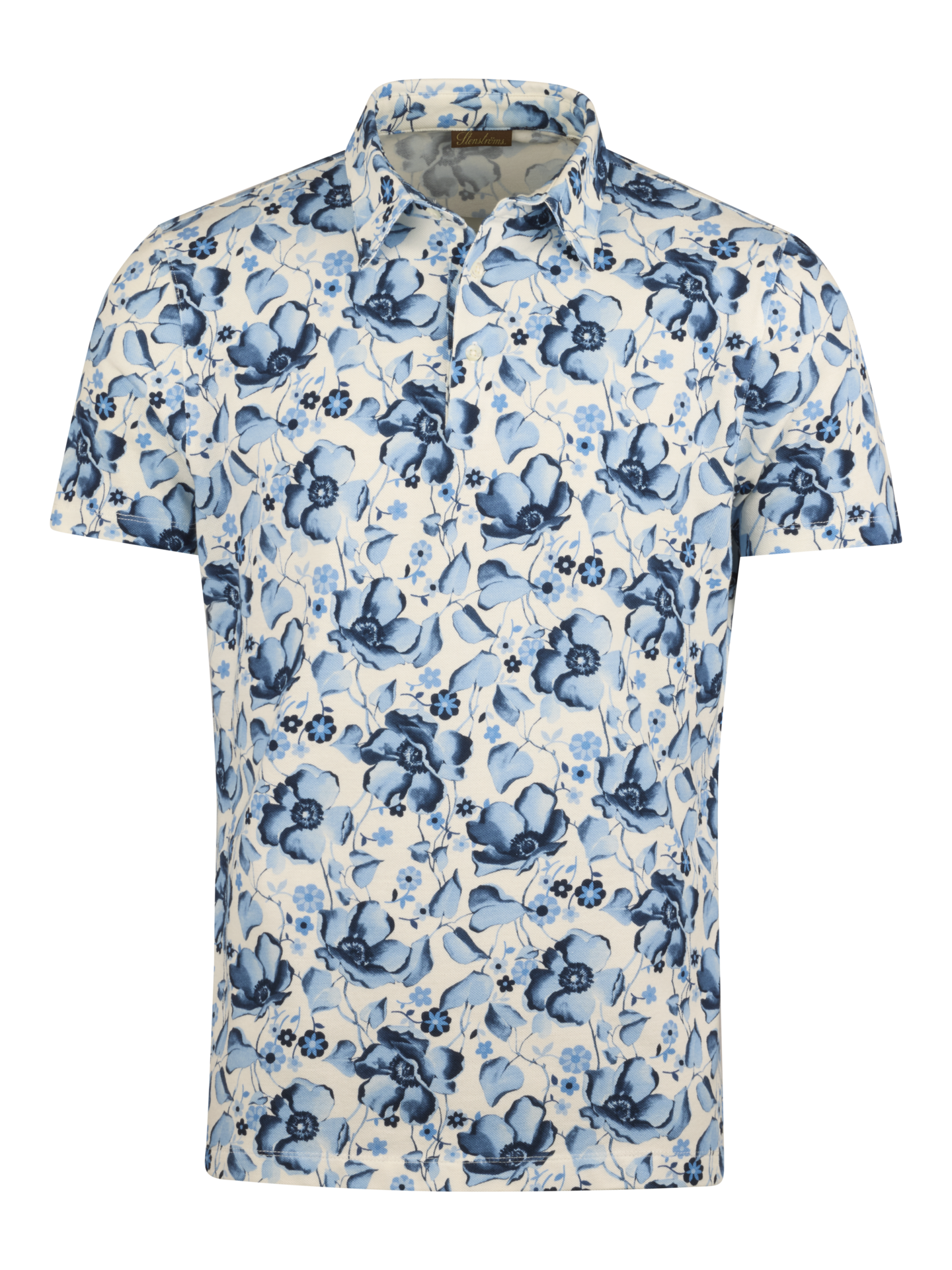 Stenströms Blå Mönstrad Pikétröja | Herr | Pikéer & T-shirts | Storlek: S | Blå | Mönstrad | Kort Ärm