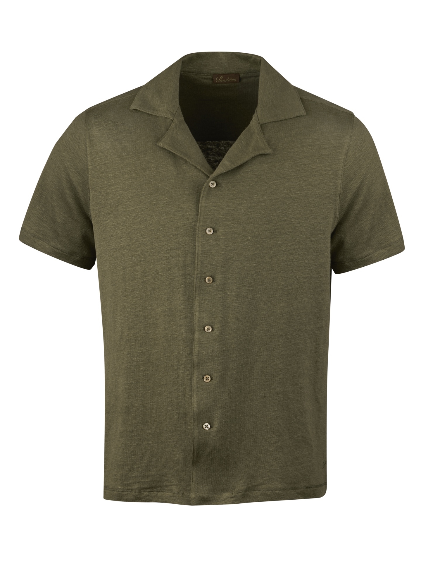 Stenströms Green Linen Polo Shirt | Men | Polos & T-shirts | Size: L | Green | Solid | Short Sleeves
