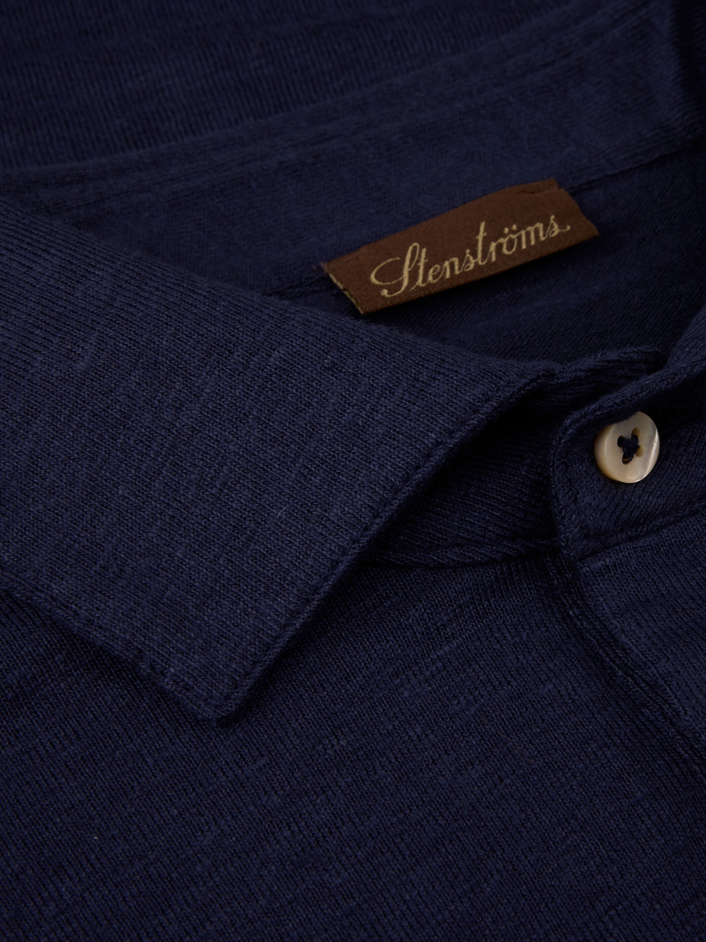 Navy blau Leinen-Polohemd