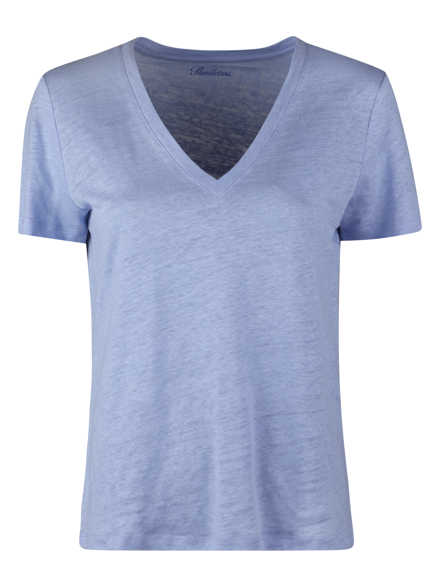 Stenströms Evy Blå V-ringad Linne T-shirt | Dam | Toppar | Storlek: M | Blå | Enfärgad | Kort Ärm