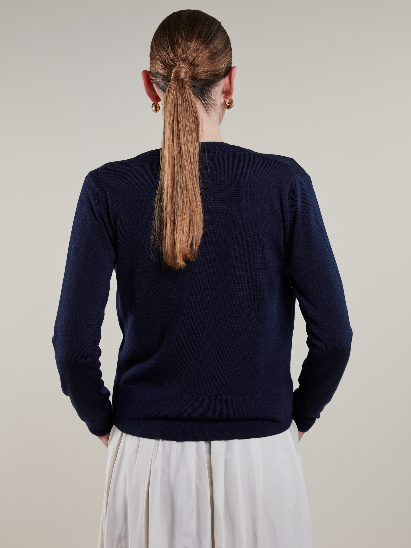 Sigrid Navy Merino Wool Cardigan