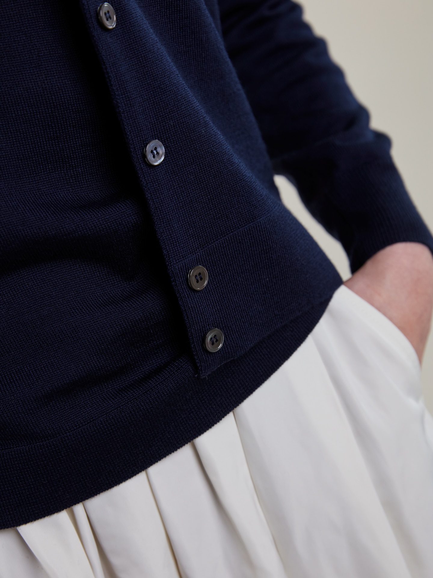 Sigrid Navy Merino Wool Cardigan