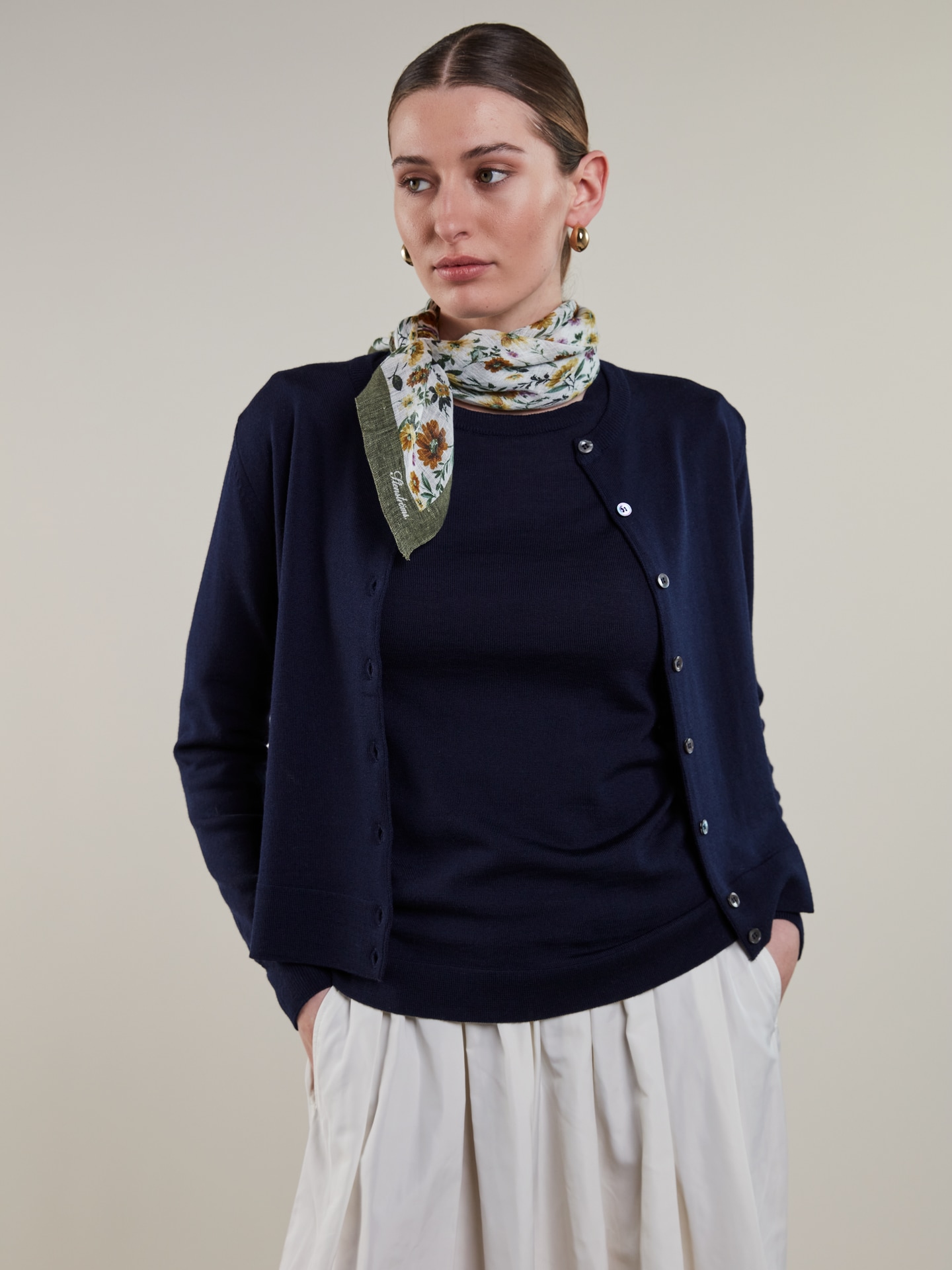 Sigrid Navy Merino Wool Cardigan