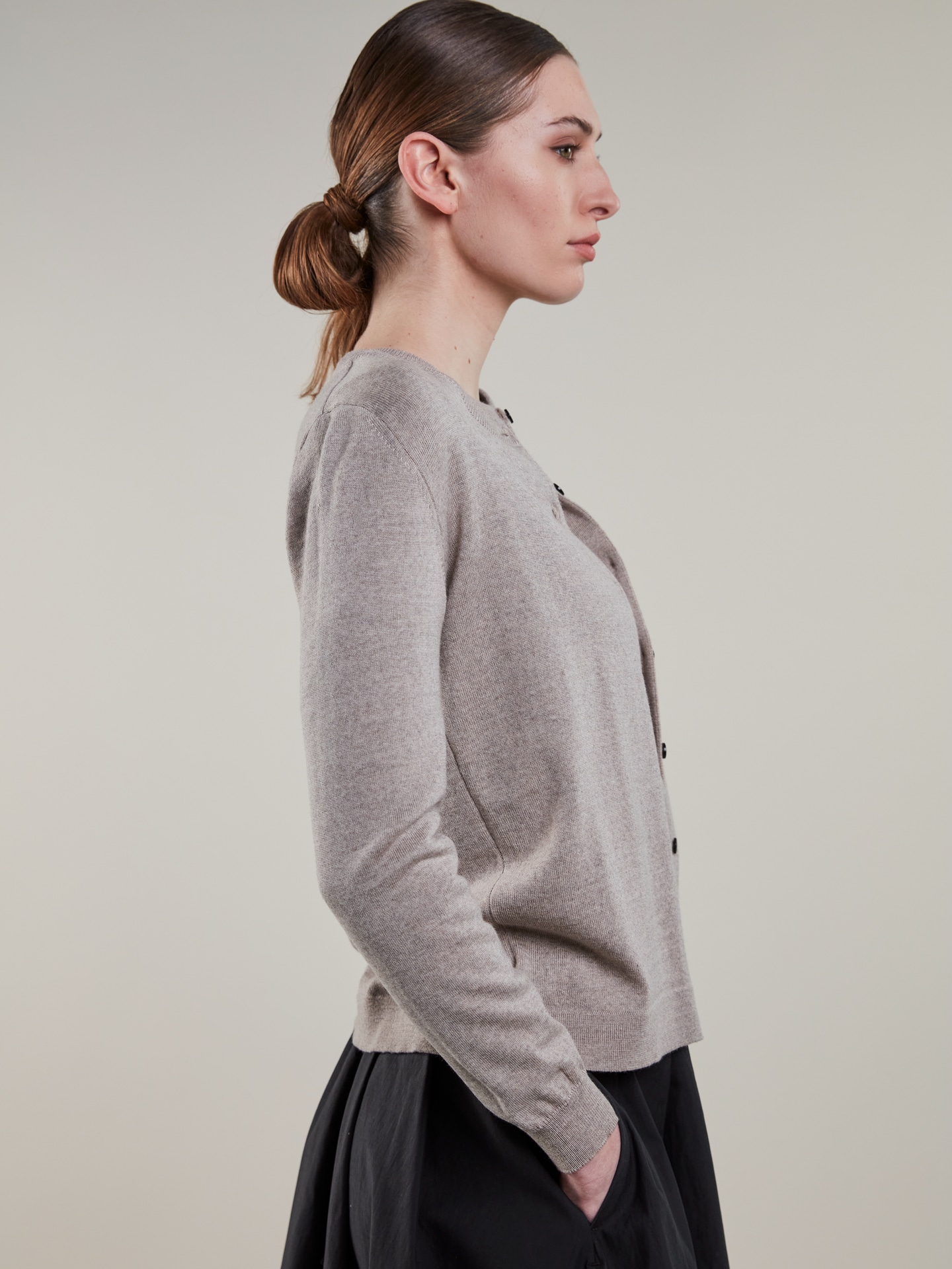 Sigrid Beige cardigan i merinould