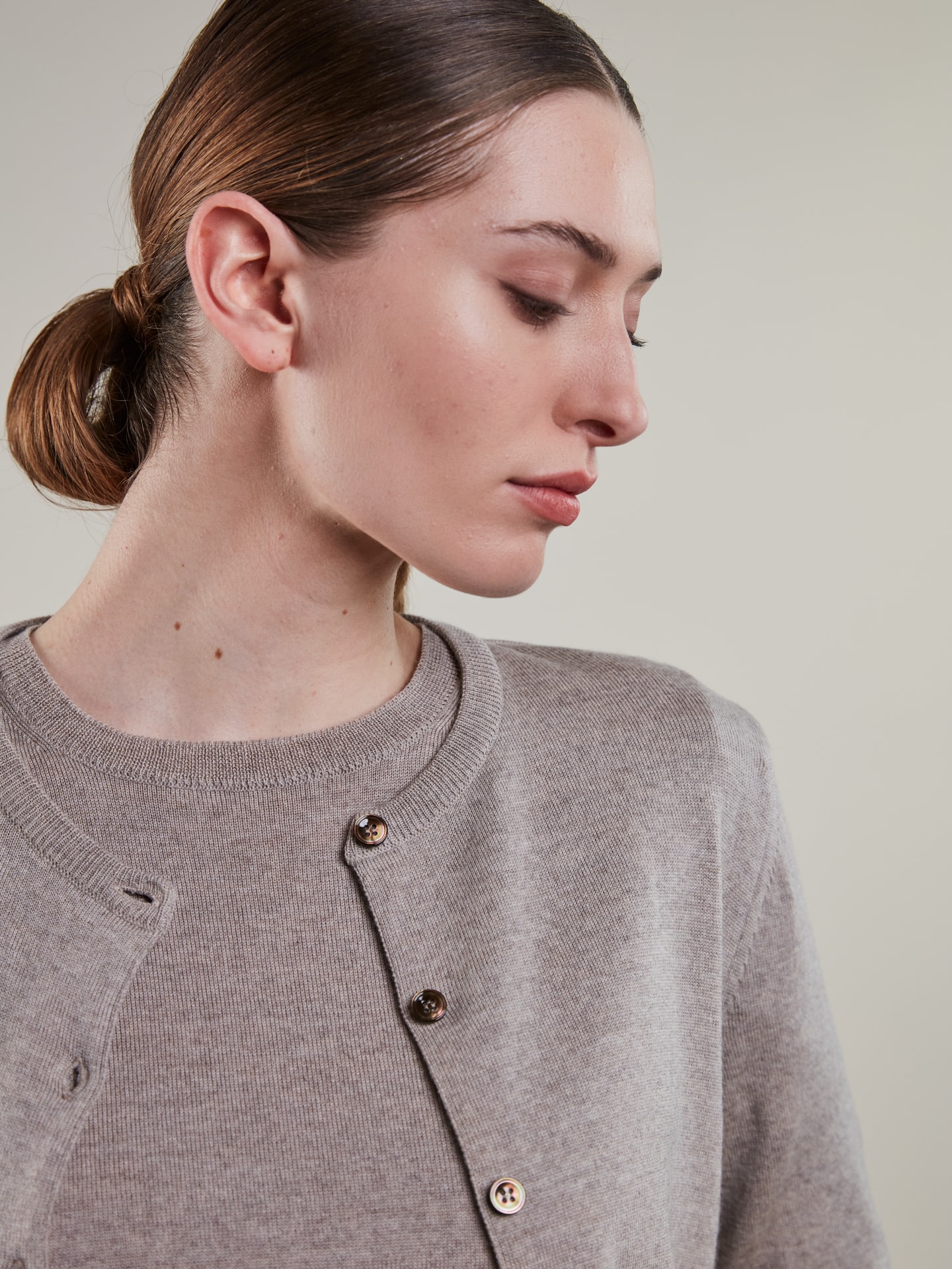 Sigrid Beige cardigan i merinould