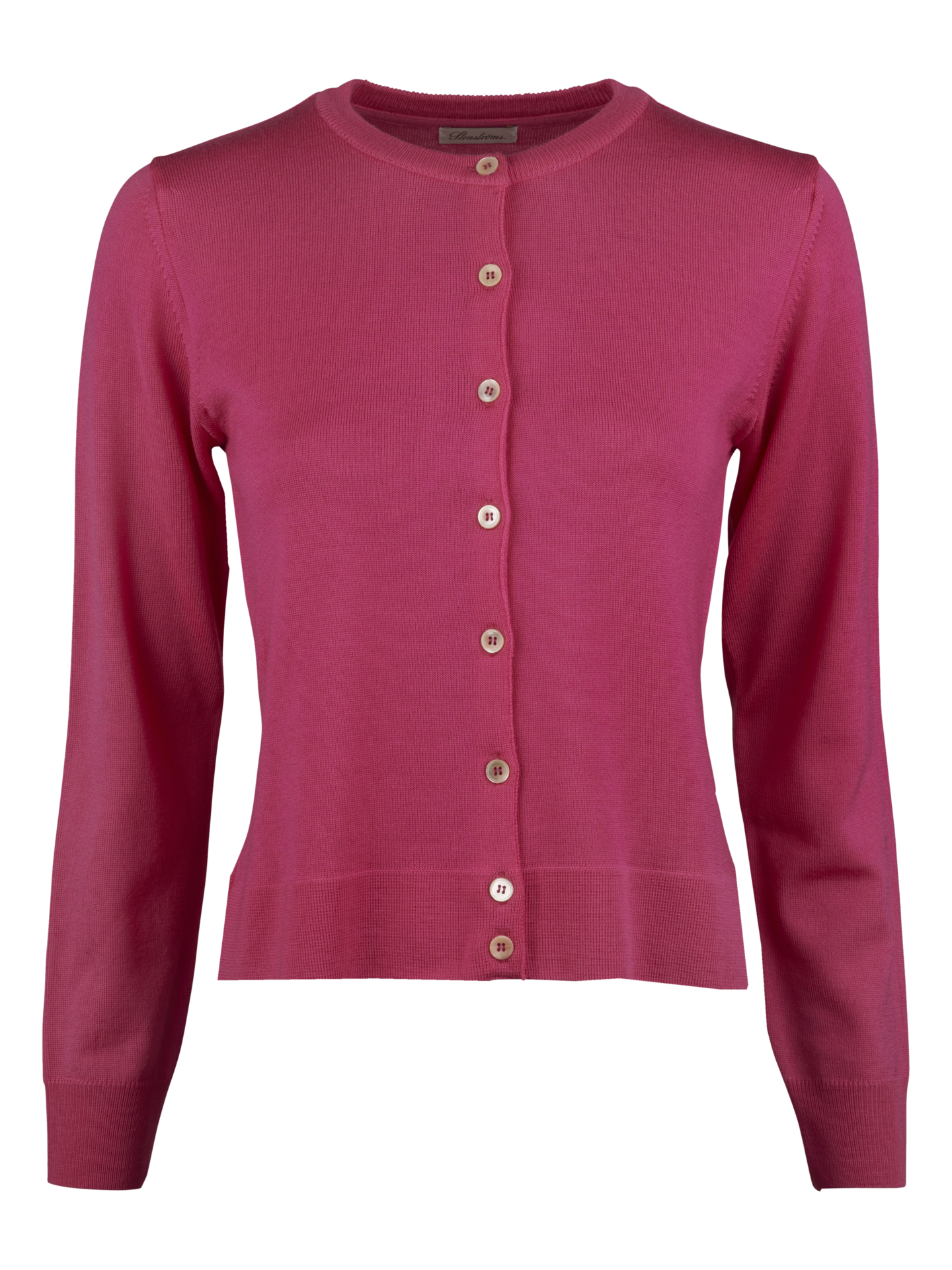 Stenströms Sigrid Mørk rosa cardigan i merinoull | Dame | Strikk & Gensere | Størrelse: XS | Mørk rosa | Solid | Lange Ermer