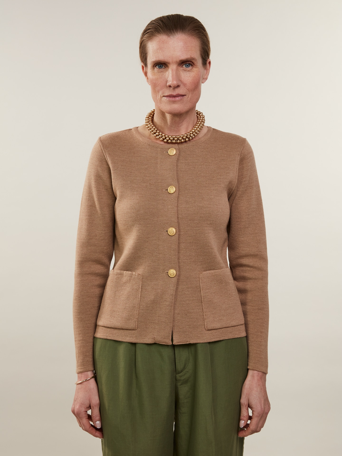 Stina Lysebrun cardigan i merinould