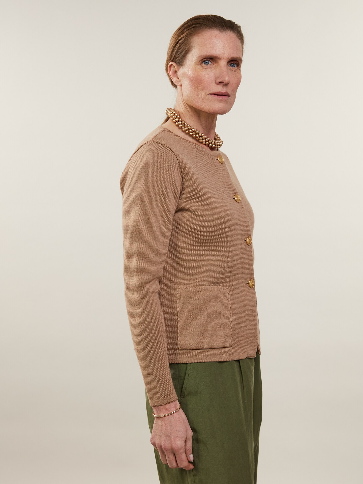 Stina Light brown Merino Wool Cardigan 
