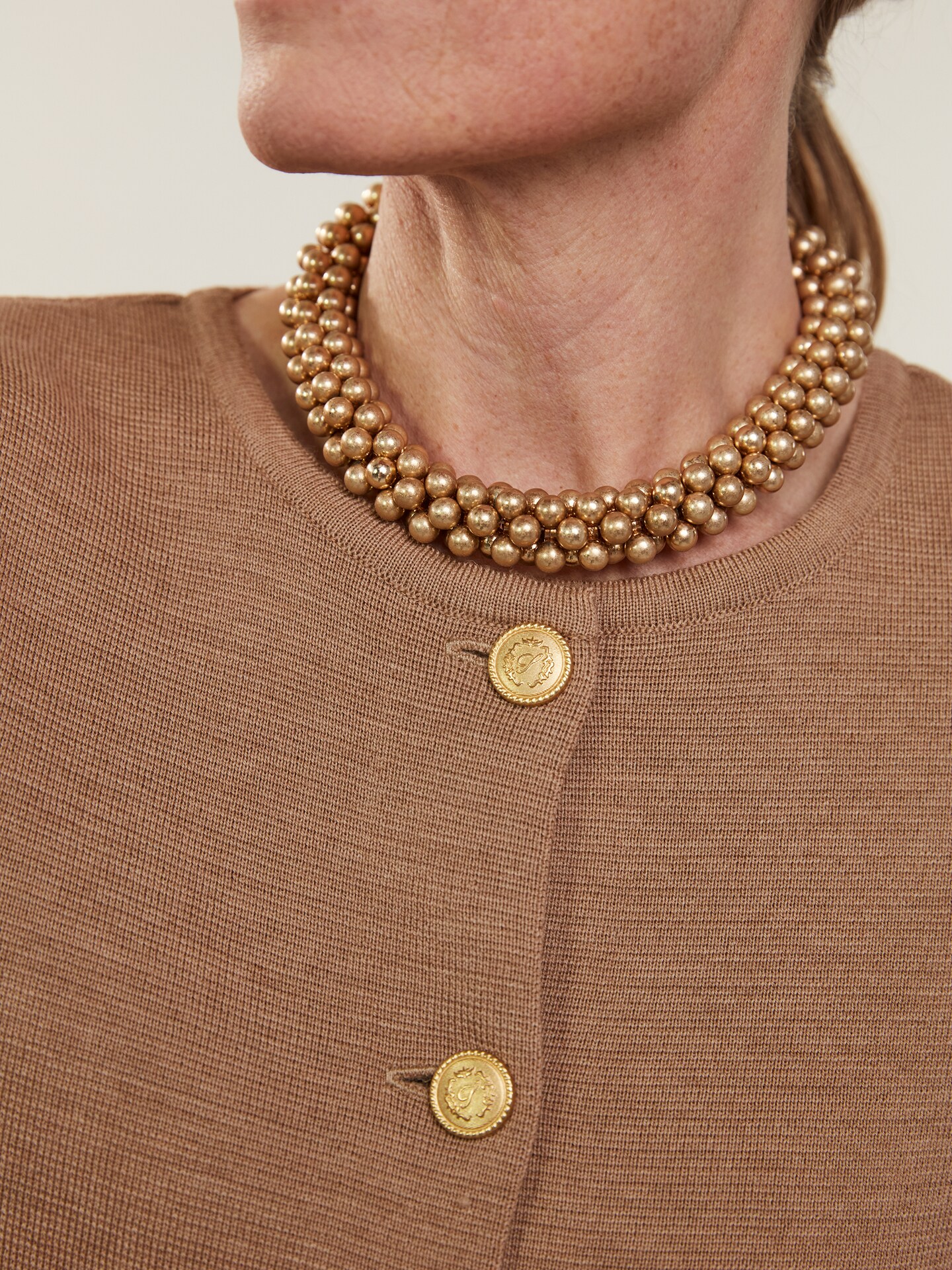 Stina Light brown Merino Wool Cardigan 