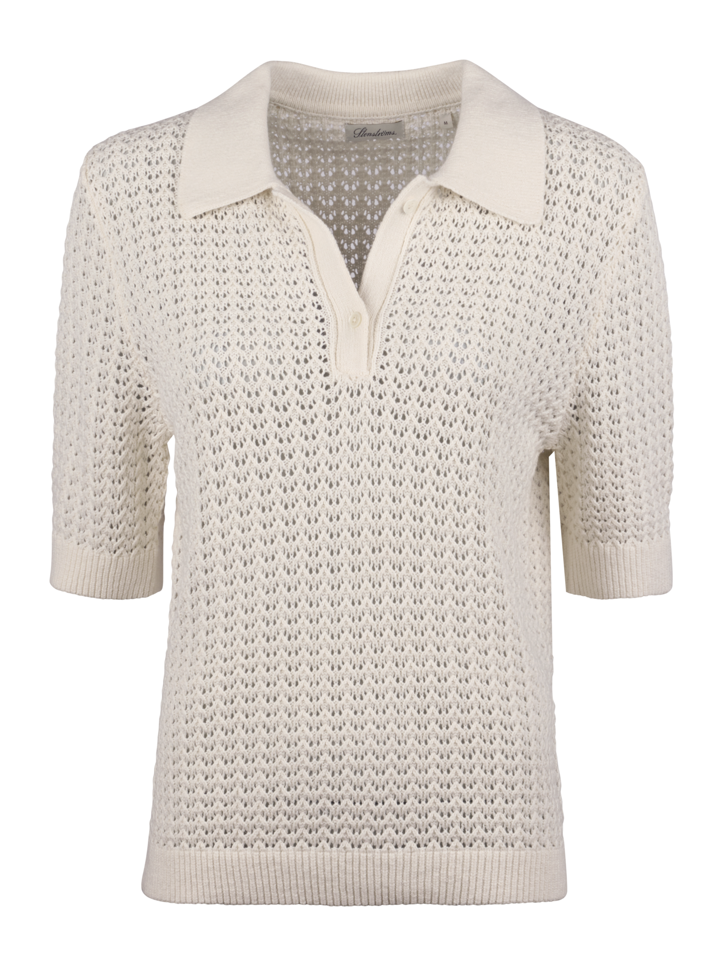 Stenströms Julianne Offwhite strikket poloskjorte | Dame | Strikk & Gensere | Størrelse: XL | Offwhite | Solid | Lange Ermer