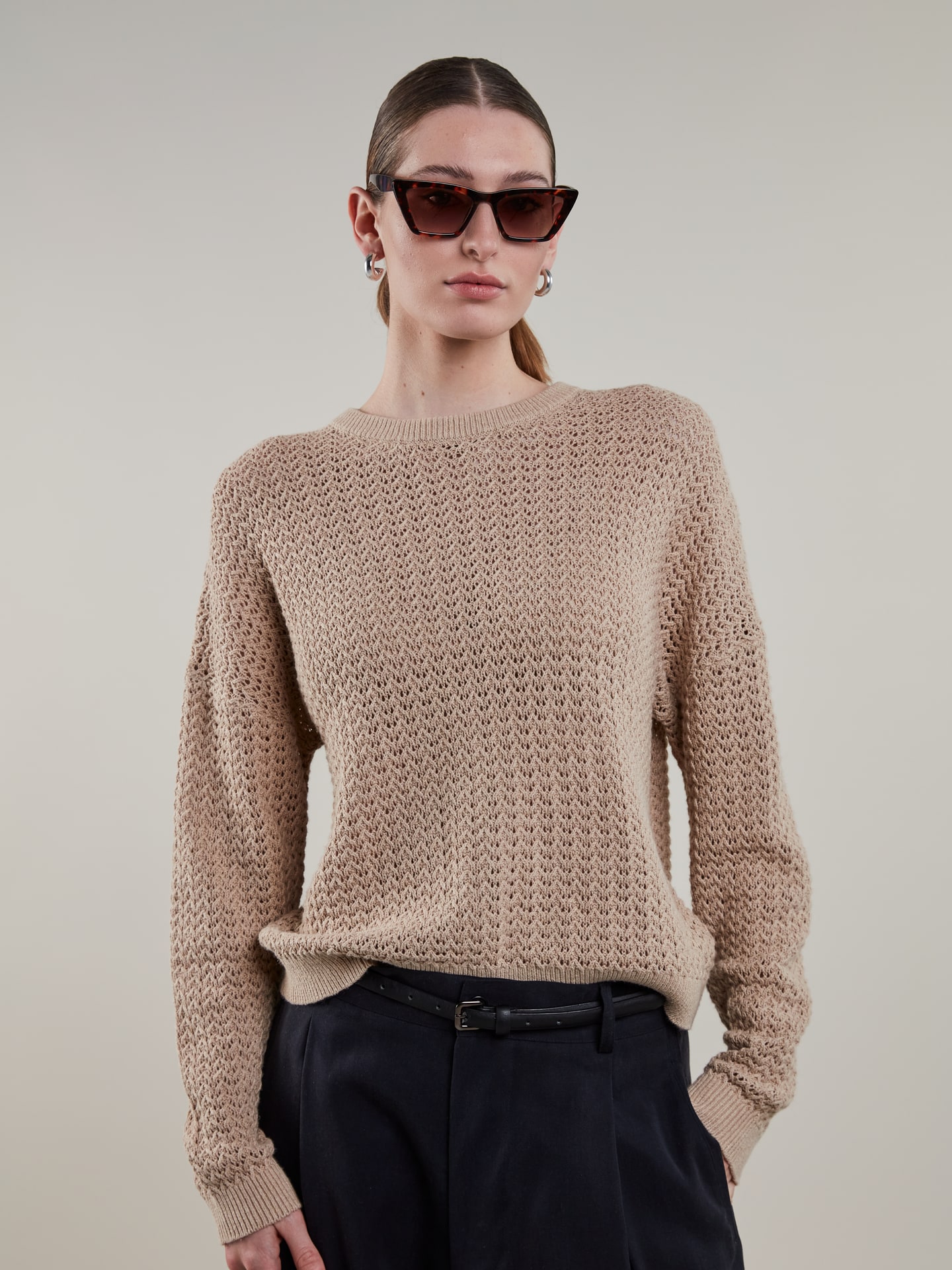 Josephine Beige Strikkegenser