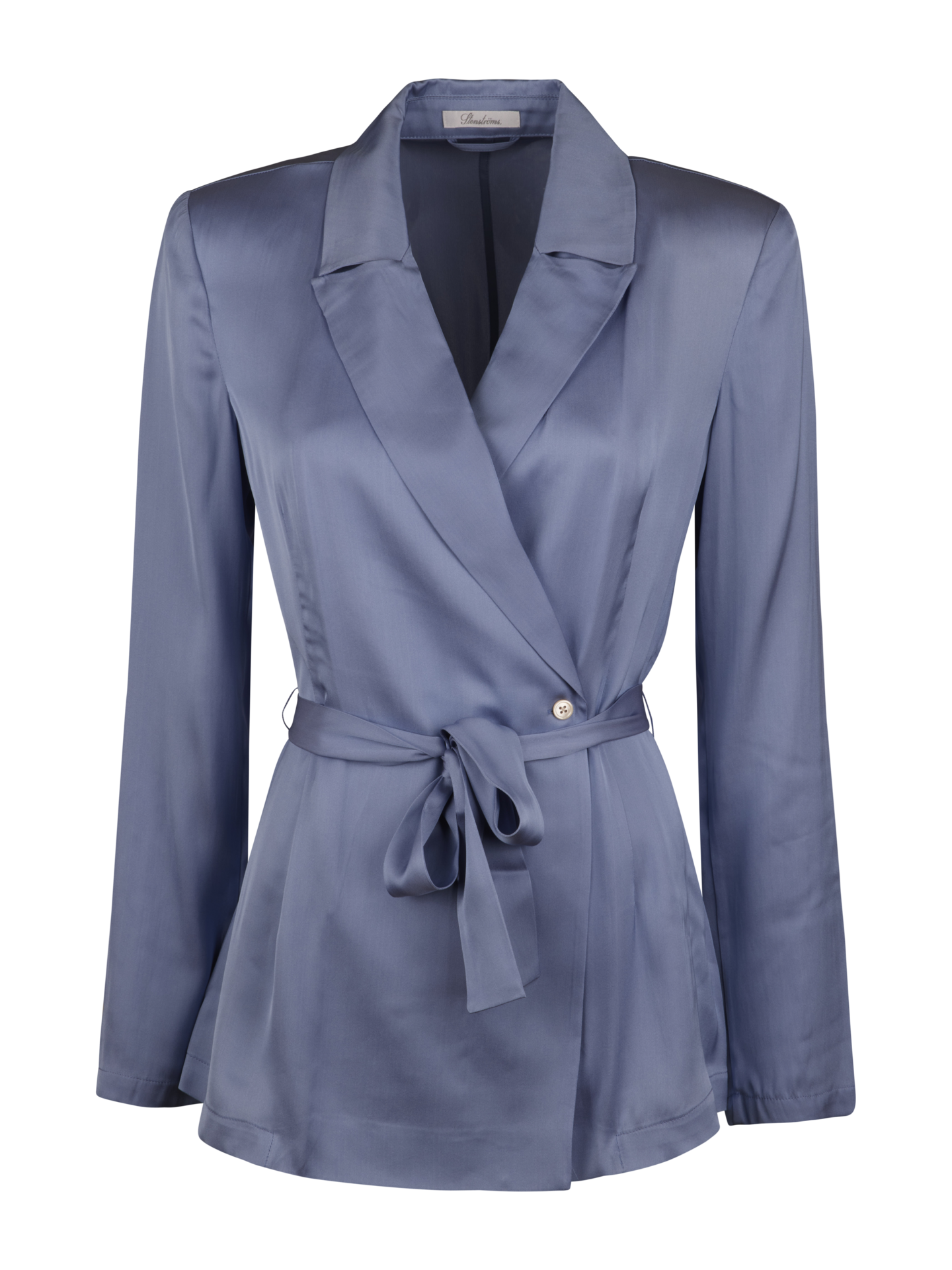 Stenströms Evelyn Blue Silk Jacket | Women | Outerwear | Size: XXL | Blue | Solid | Long Sleeves