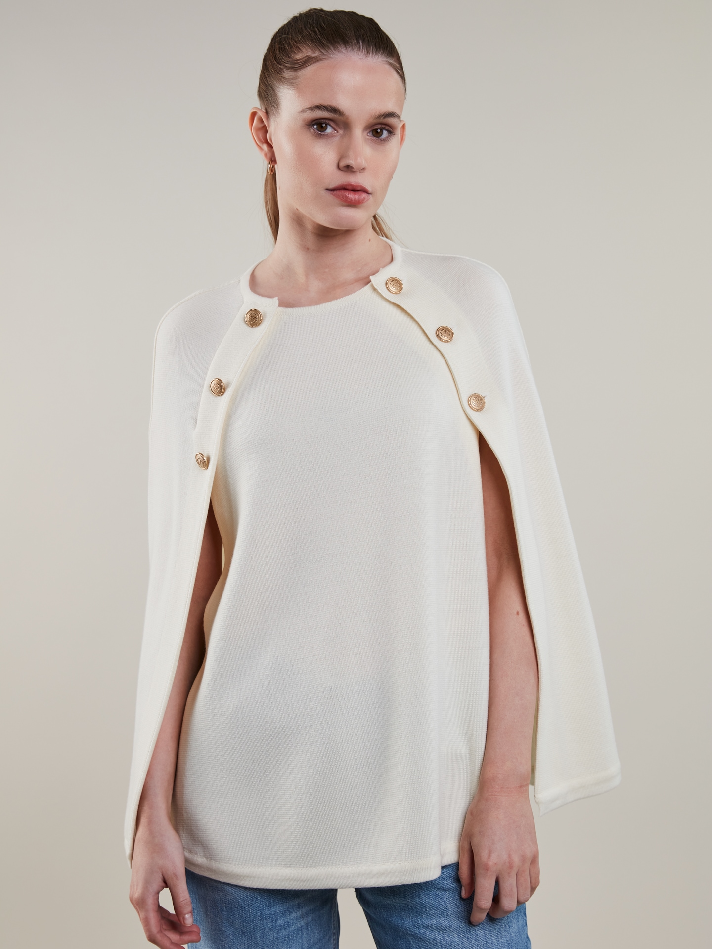 Mary White Merino Wool Cape