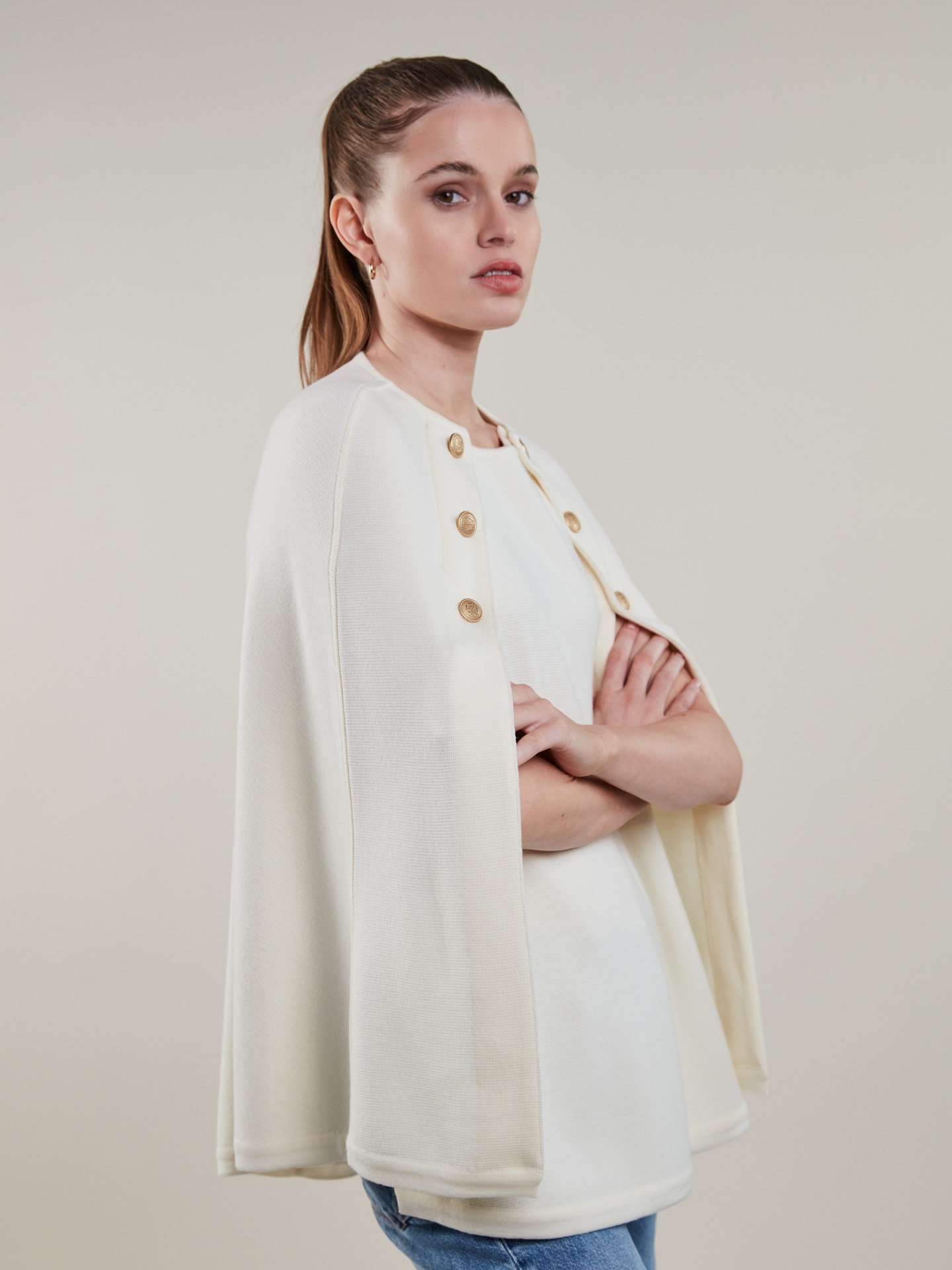 Mary White Merino Wool Cape