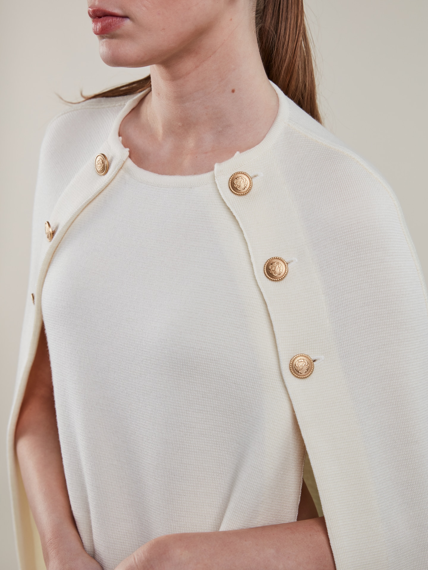 Mary White Merino Wool Cape