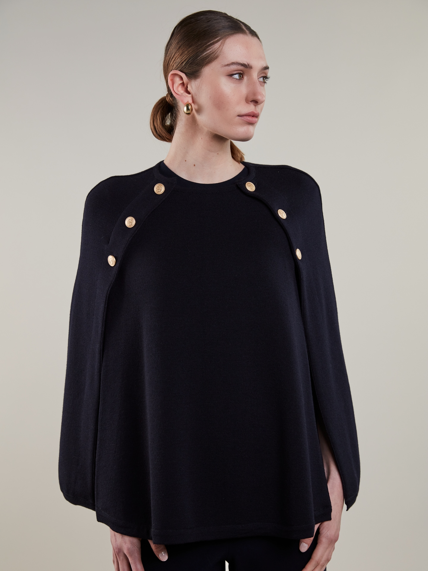 Mary Navy Merino Wool Cape